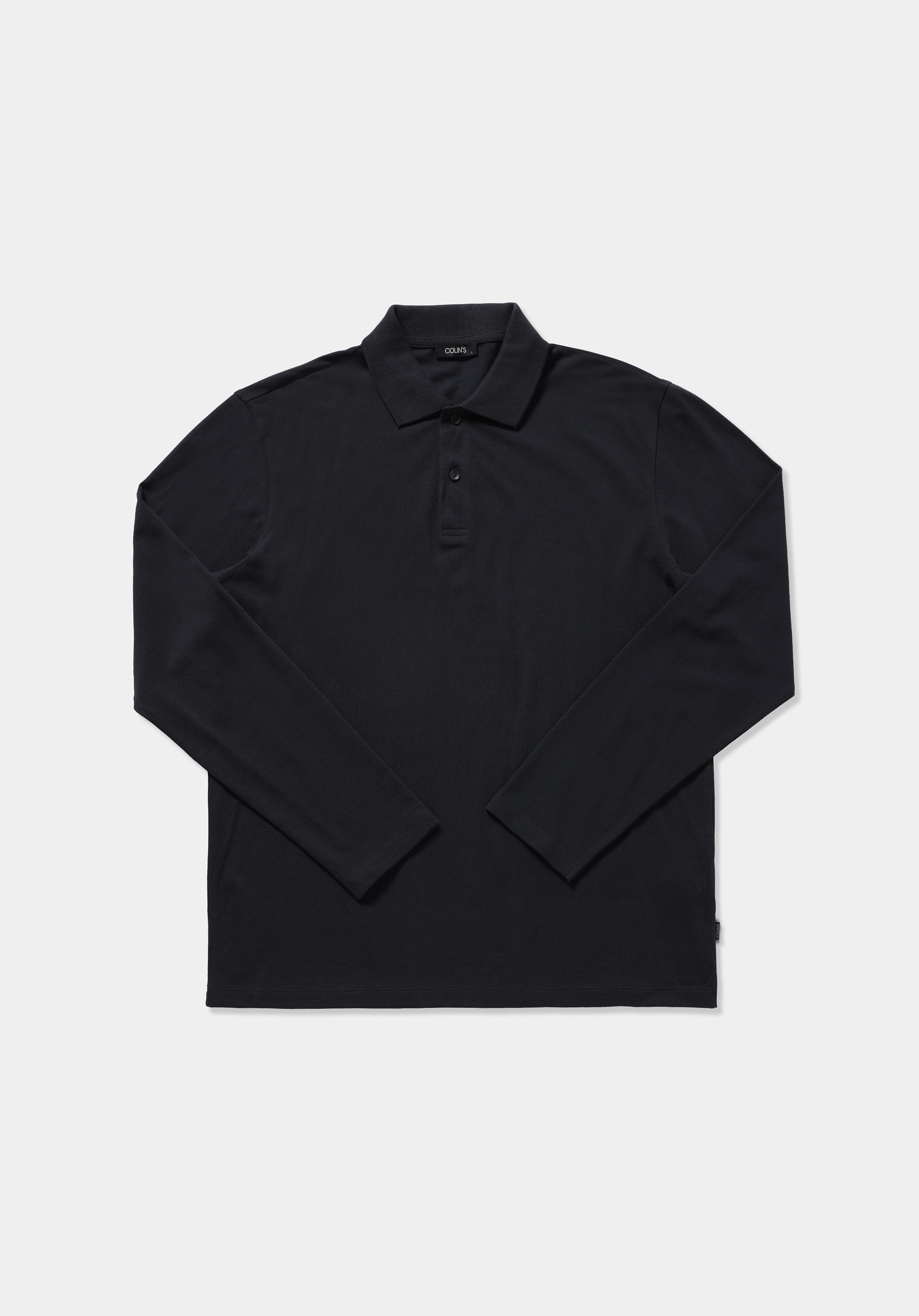 Regular Fit Polo Yaka Düz Erkek Lacivert Uzun Kol Tişört