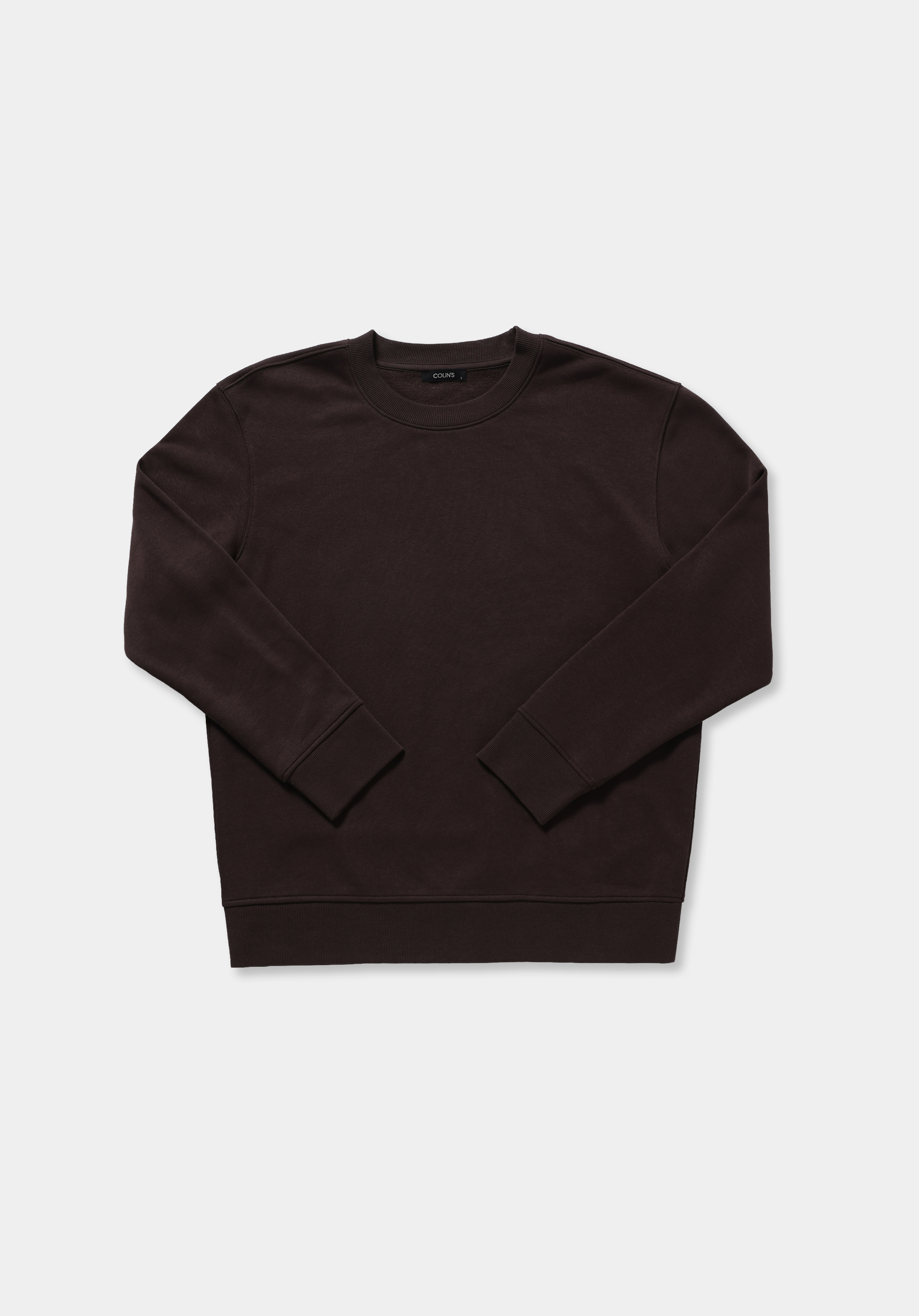 Relaxed Fit Yuvarlak Yaka Düz Erkek Kahverengi Sweatshirt