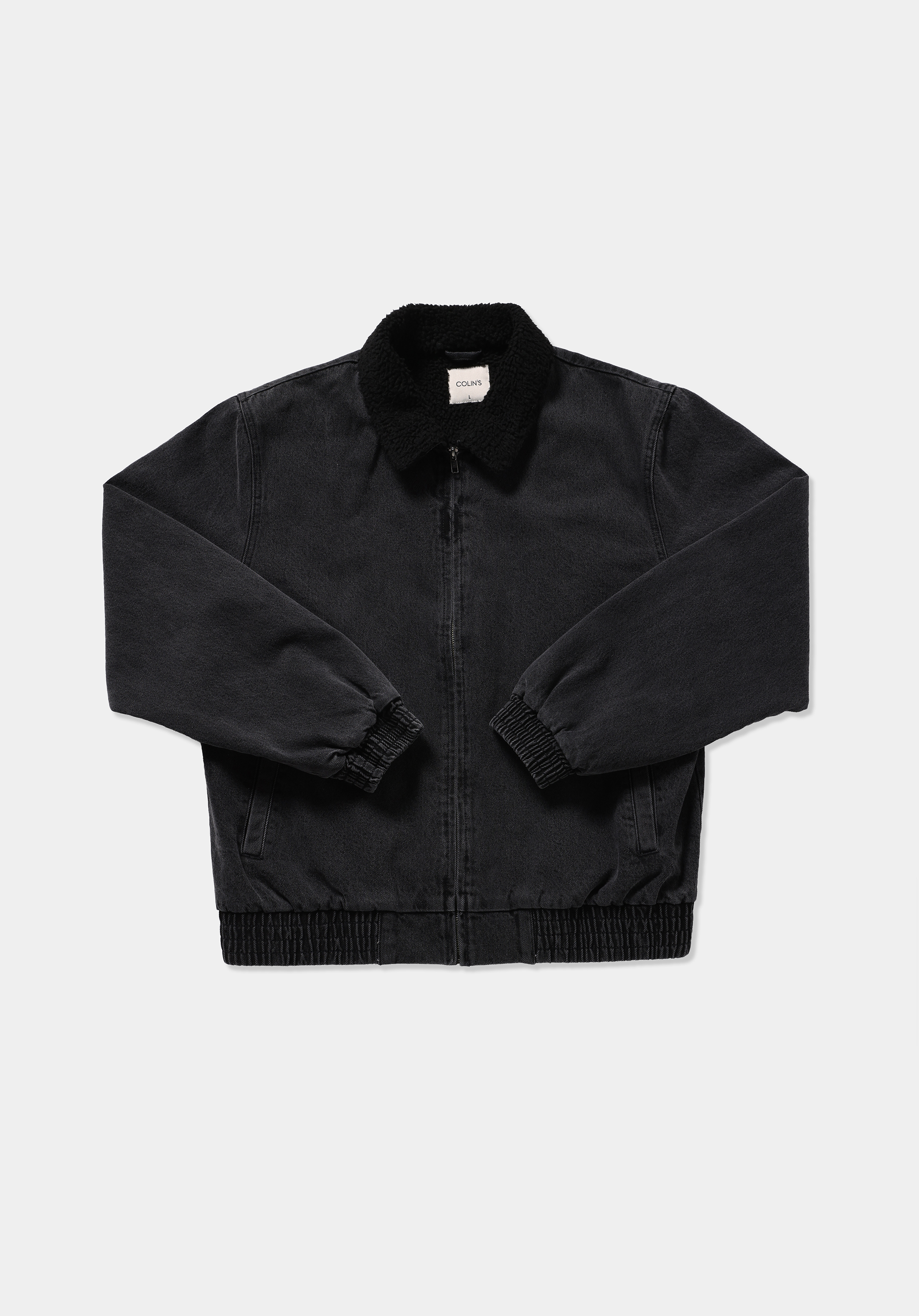 Regular Fit Fermuarlı Astarsız Kürklü Erkek Grey Denim Ceket