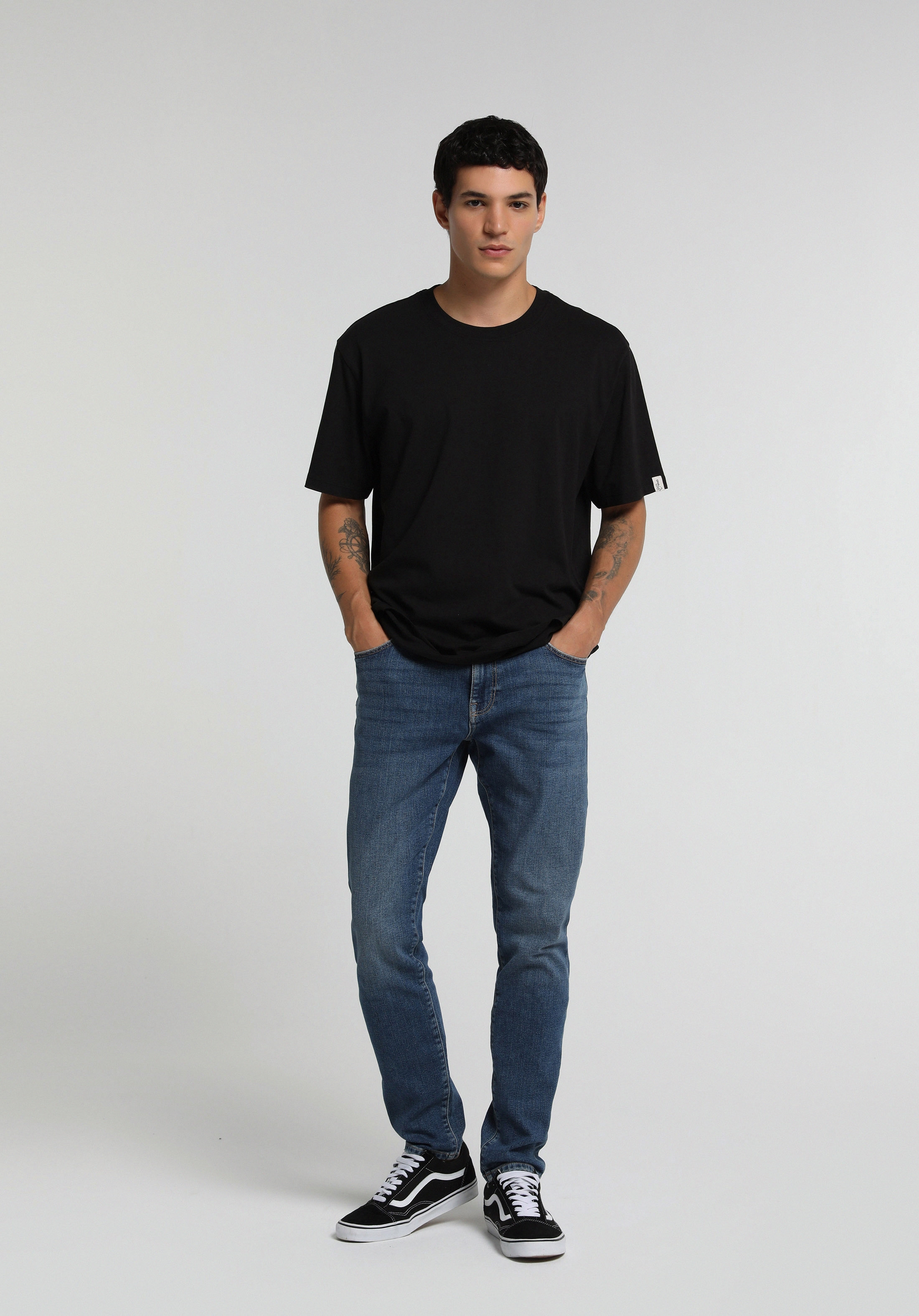 Slim Fit Düşük Bel Dar Paça Erkek Dark İndigo Denim Jean Pantolon