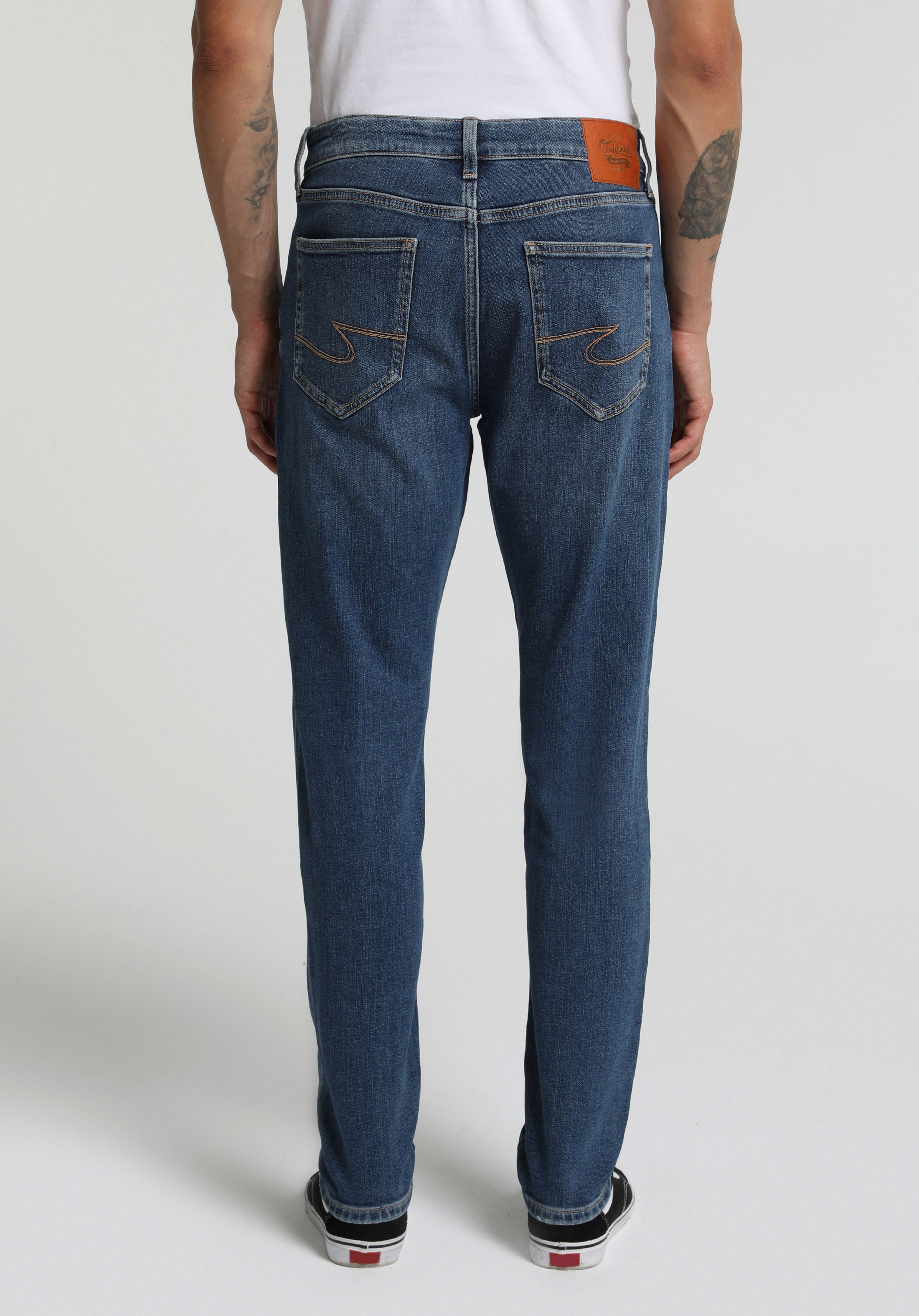 Slim Fit Düşük Bel Dar Paça Erkek Dark İndigo Denim Jean Pantolon