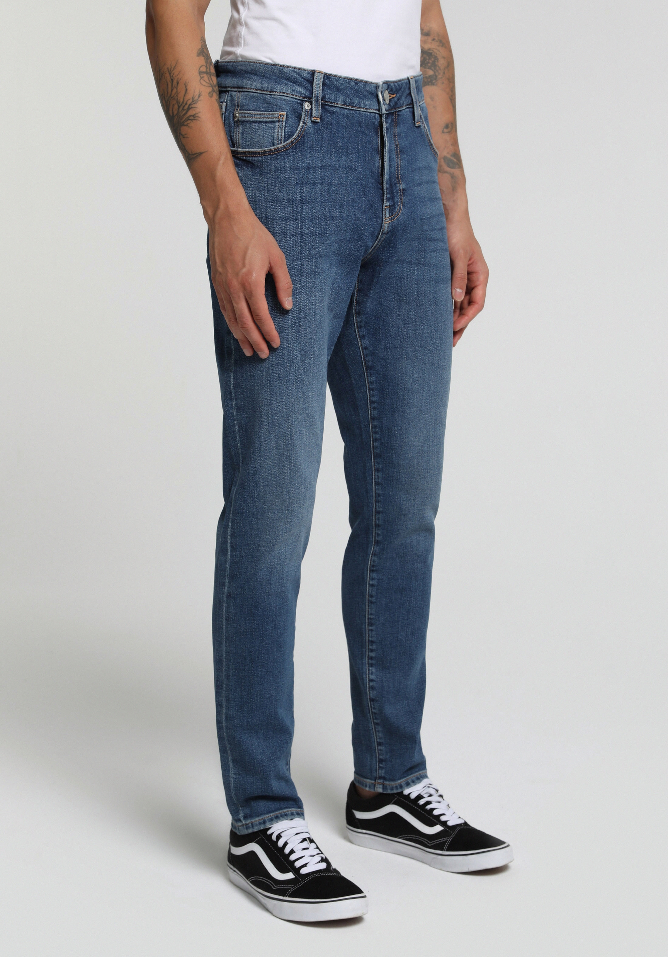 Slim Fit Düşük Bel Dar Paça Erkek Dark İndigo Denim Jean Pantolon