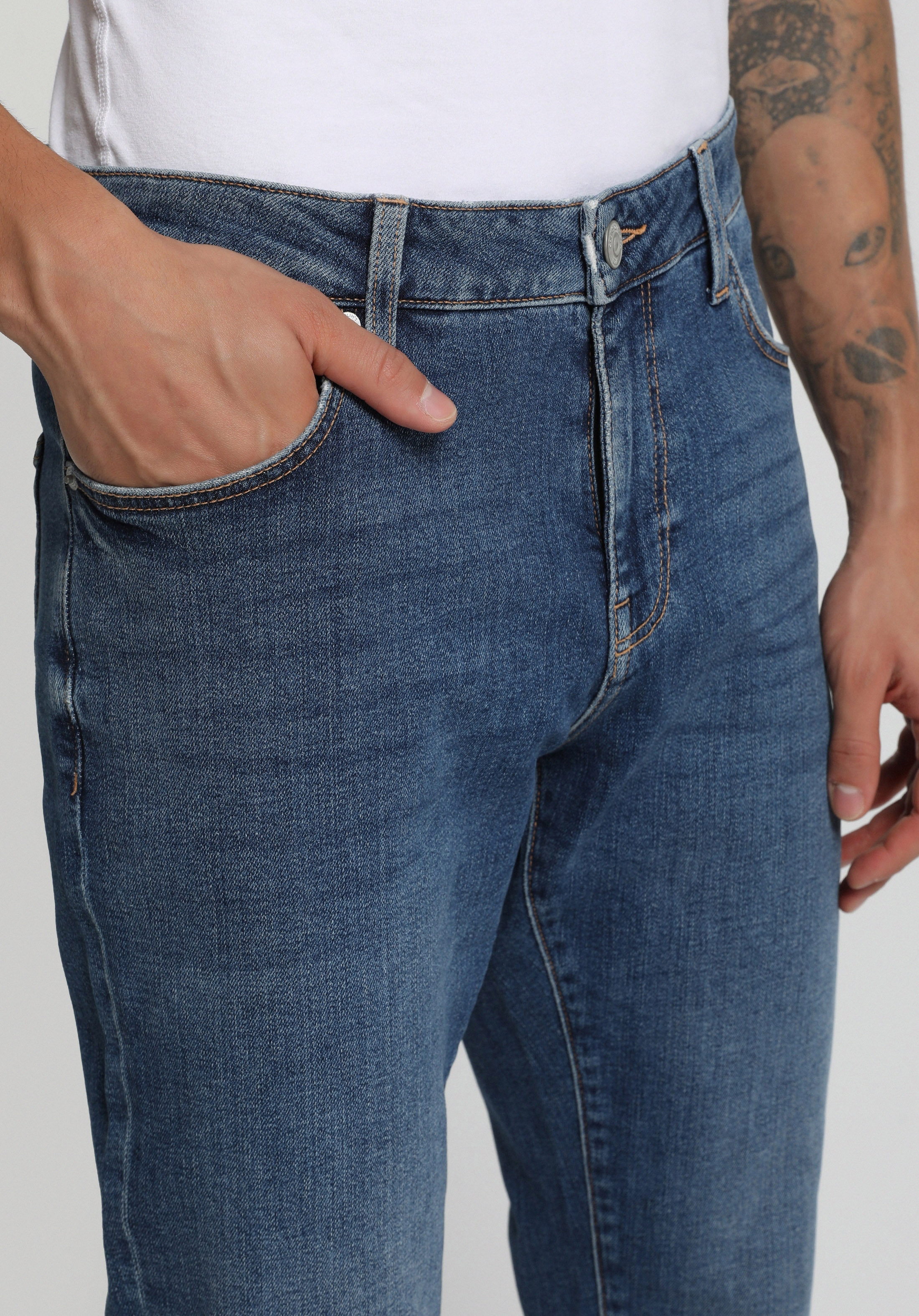 Slim Fit Düşük Bel Dar Paça Erkek Dark İndigo Denim Jean Pantolon