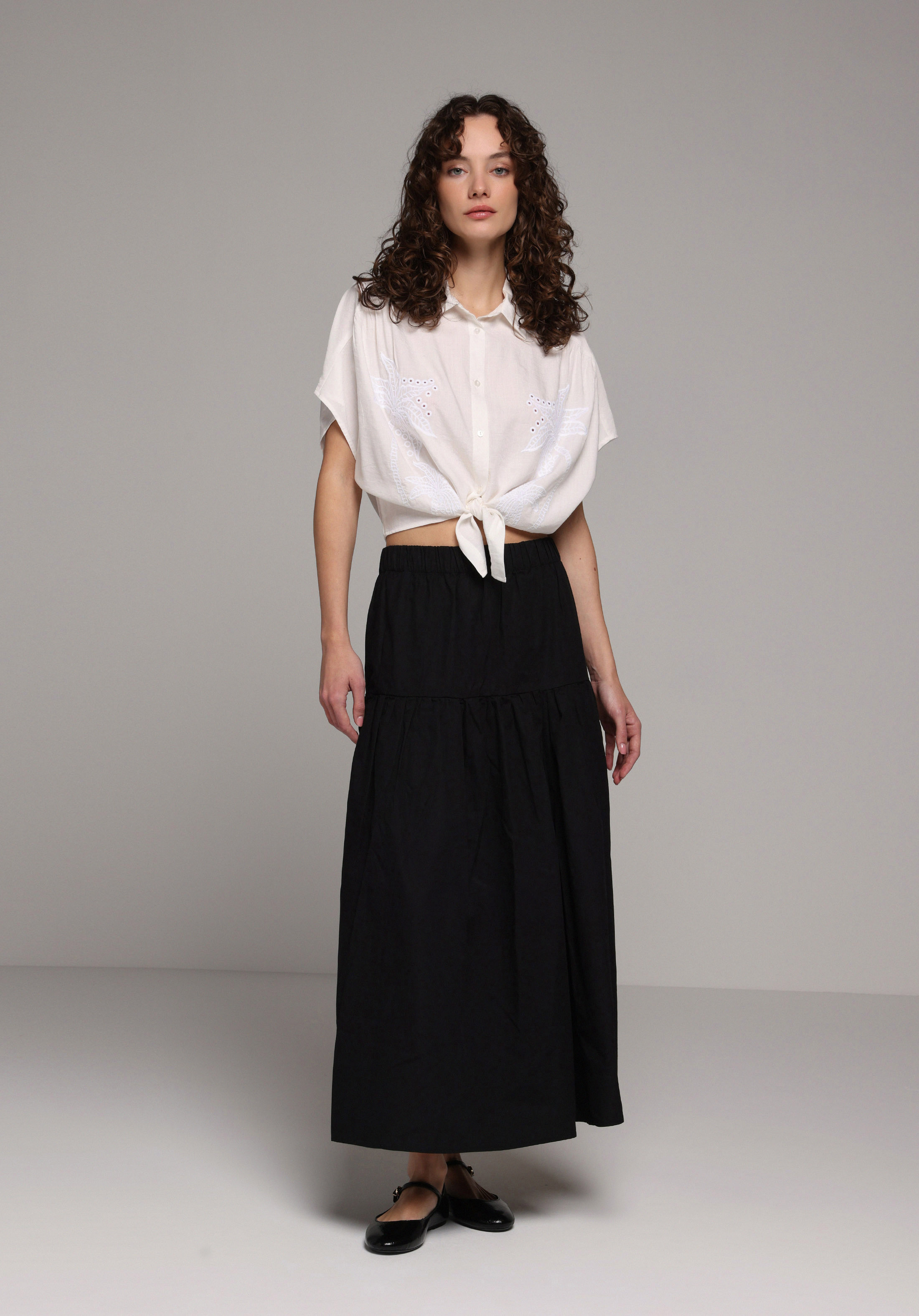 Maxi Length Düz  Kadın Siyah Etek
