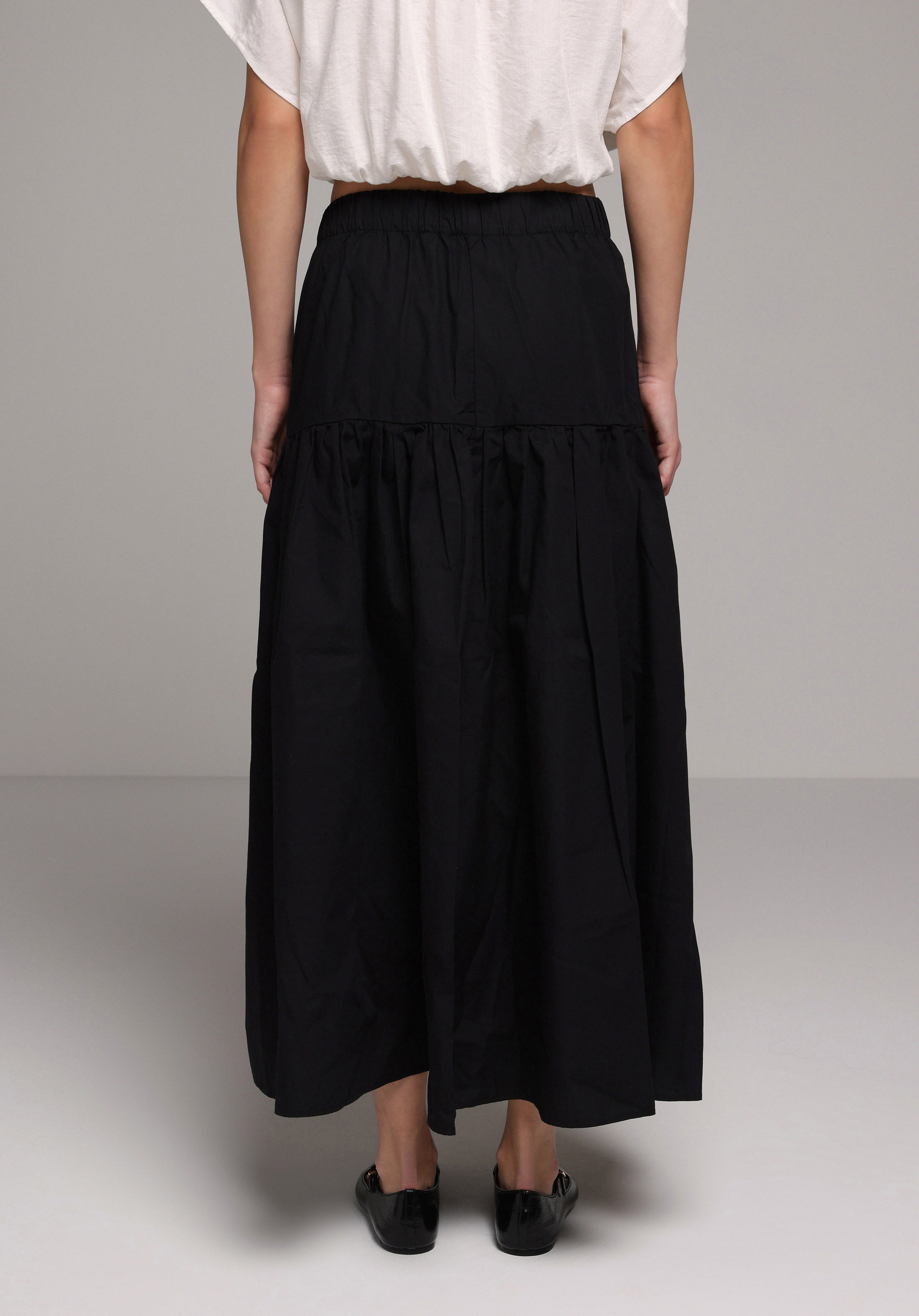 Maxi Length Düz  Kadın Siyah Etek
