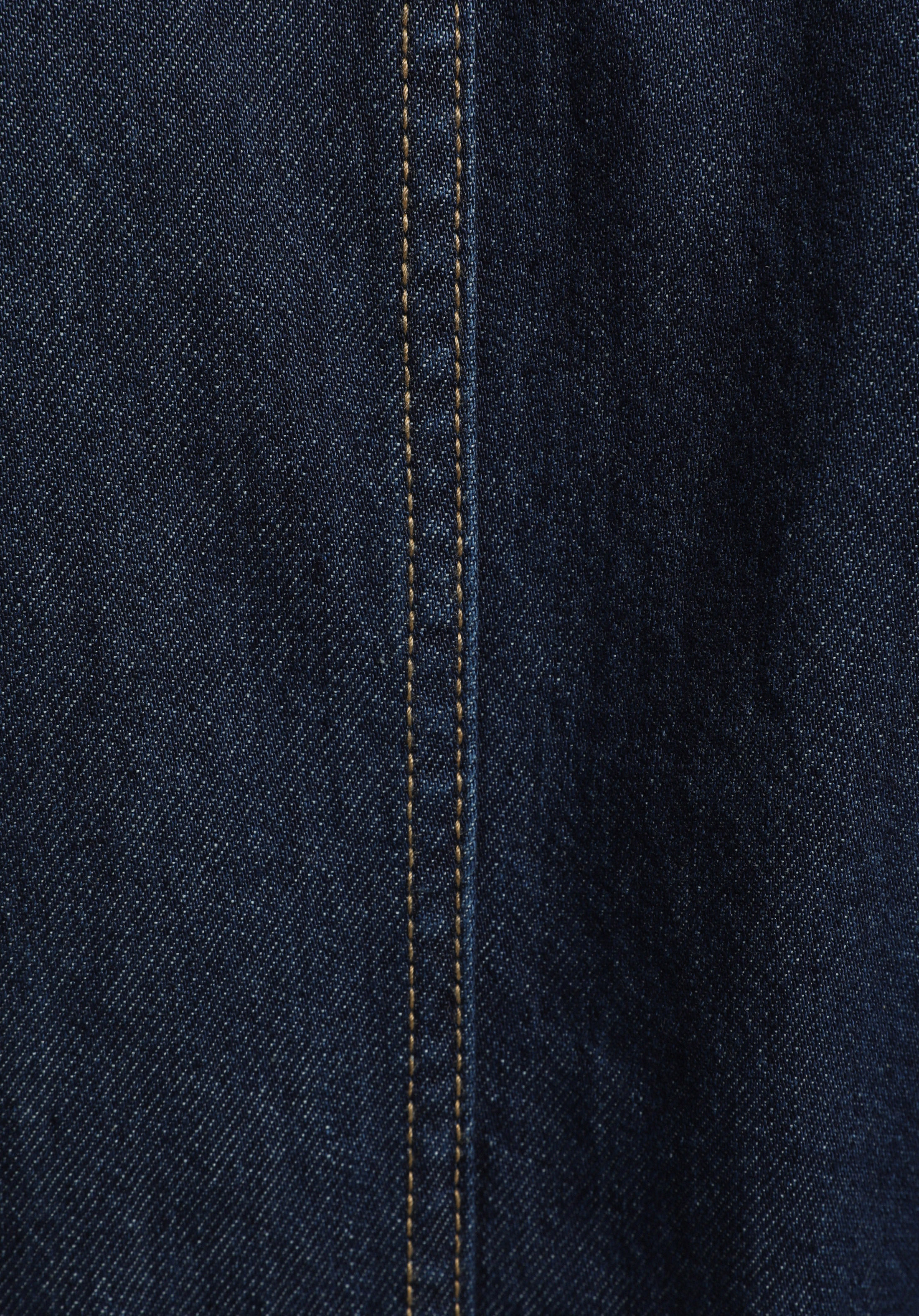 Slim Fit Düz Kadın Dark İndigo Denim Uzun Kol Elbise