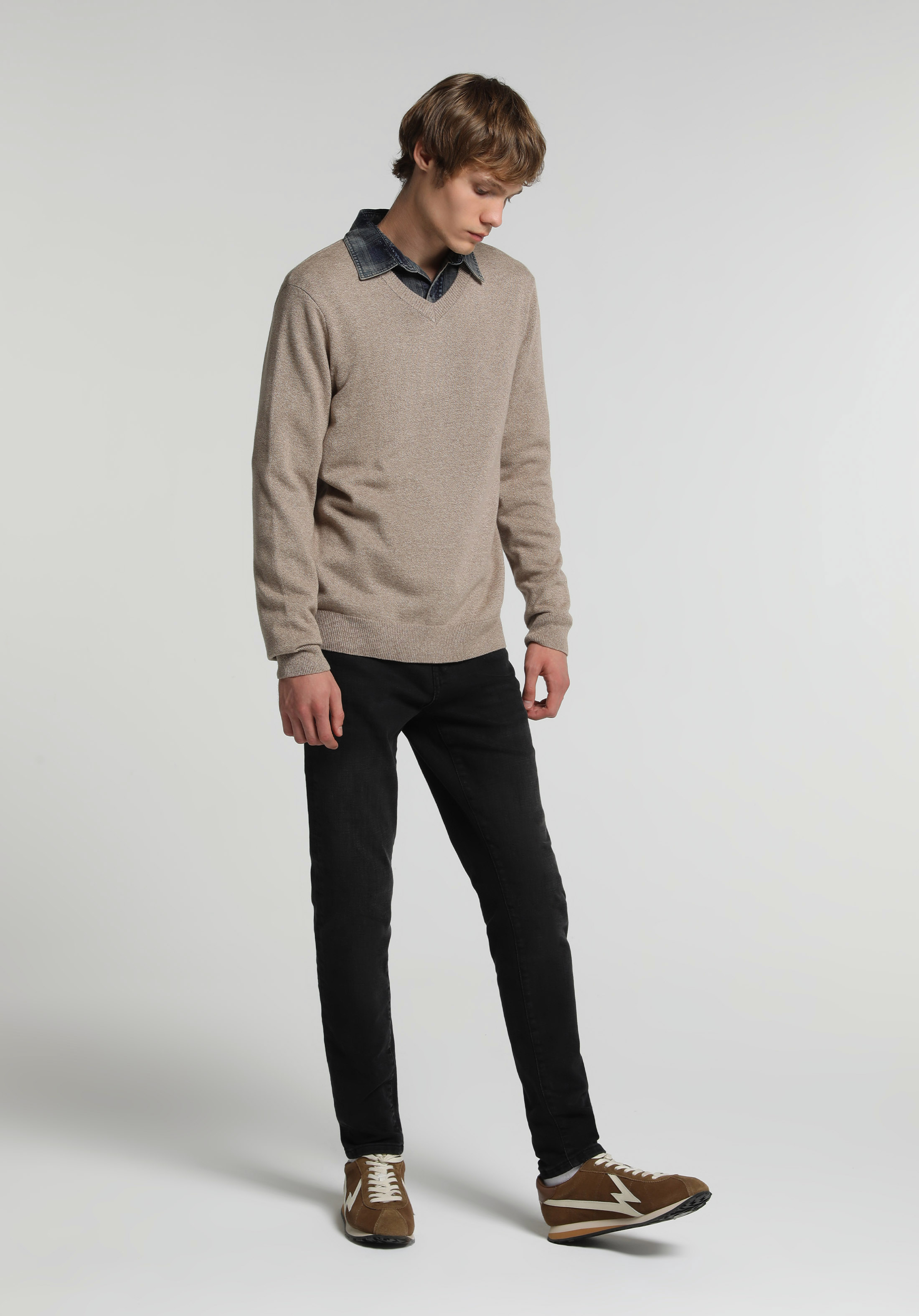 Slim Fit Düşük Bel Dar Paça Erkek Black Black Denim Jean Pantolon