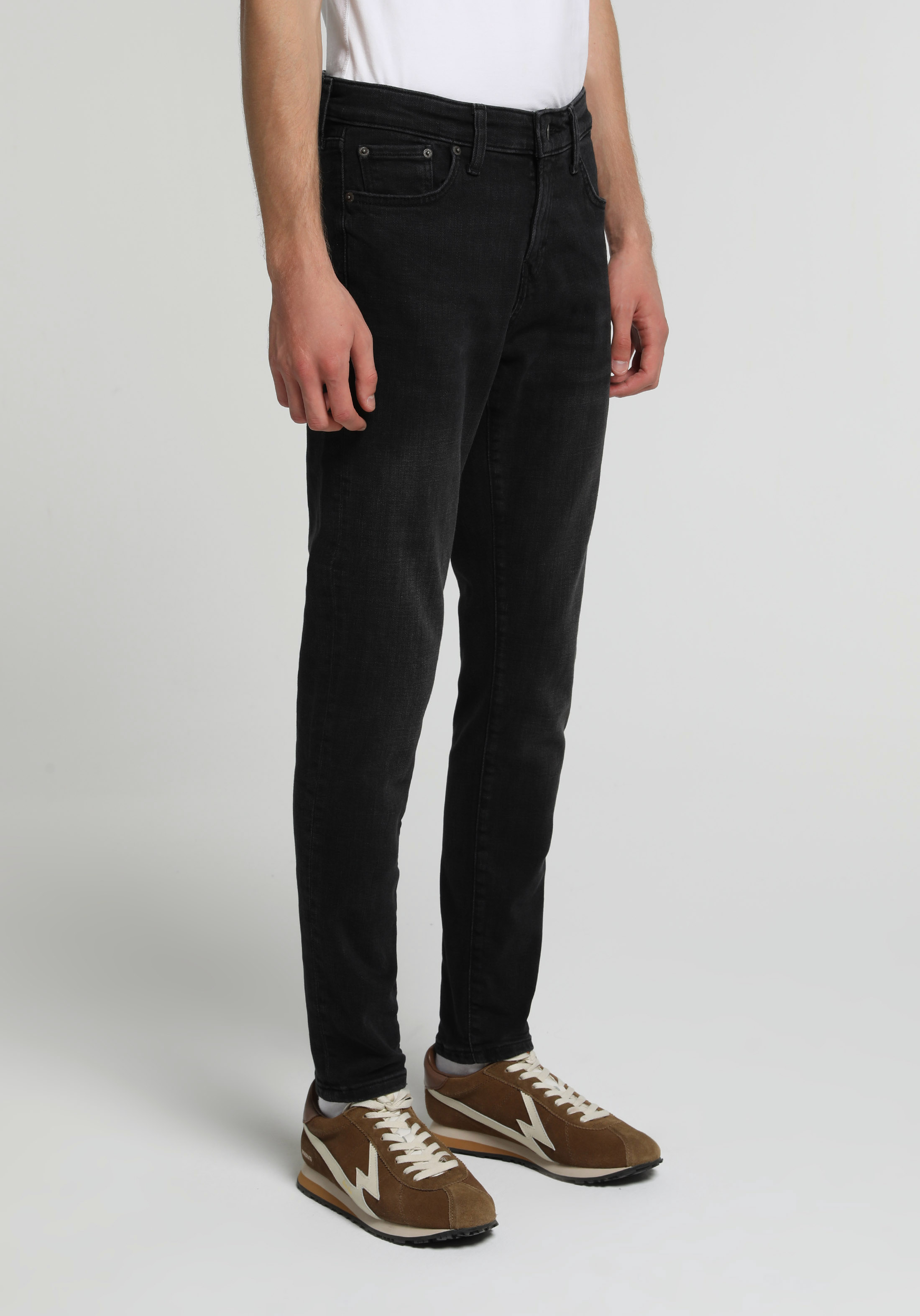 Slim Fit Düşük Bel Dar Paça Erkek Black Black Denim Jean Pantolon
