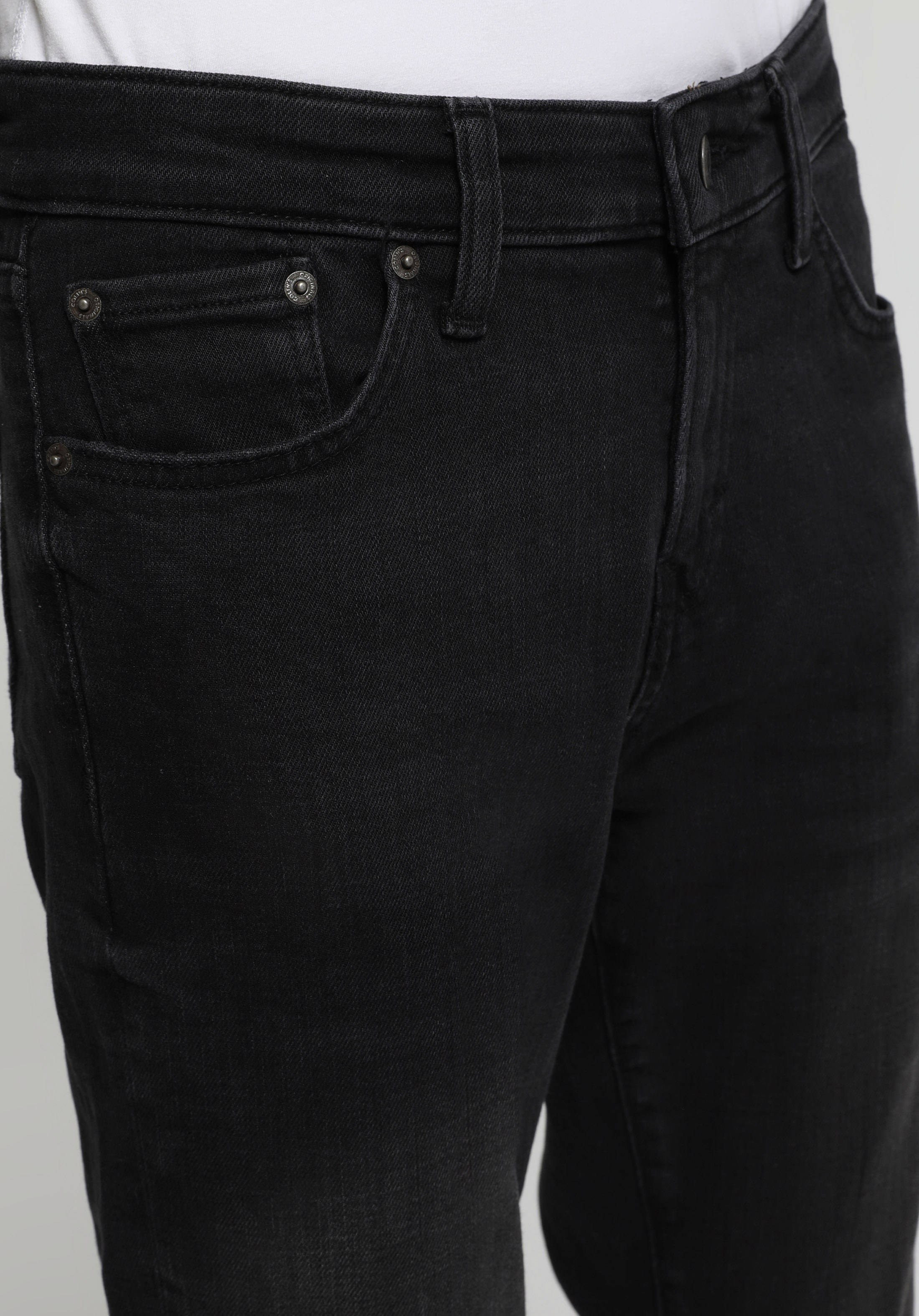 Slim Fit Düşük Bel Dar Paça Erkek Black Black Denim Jean Pantolon