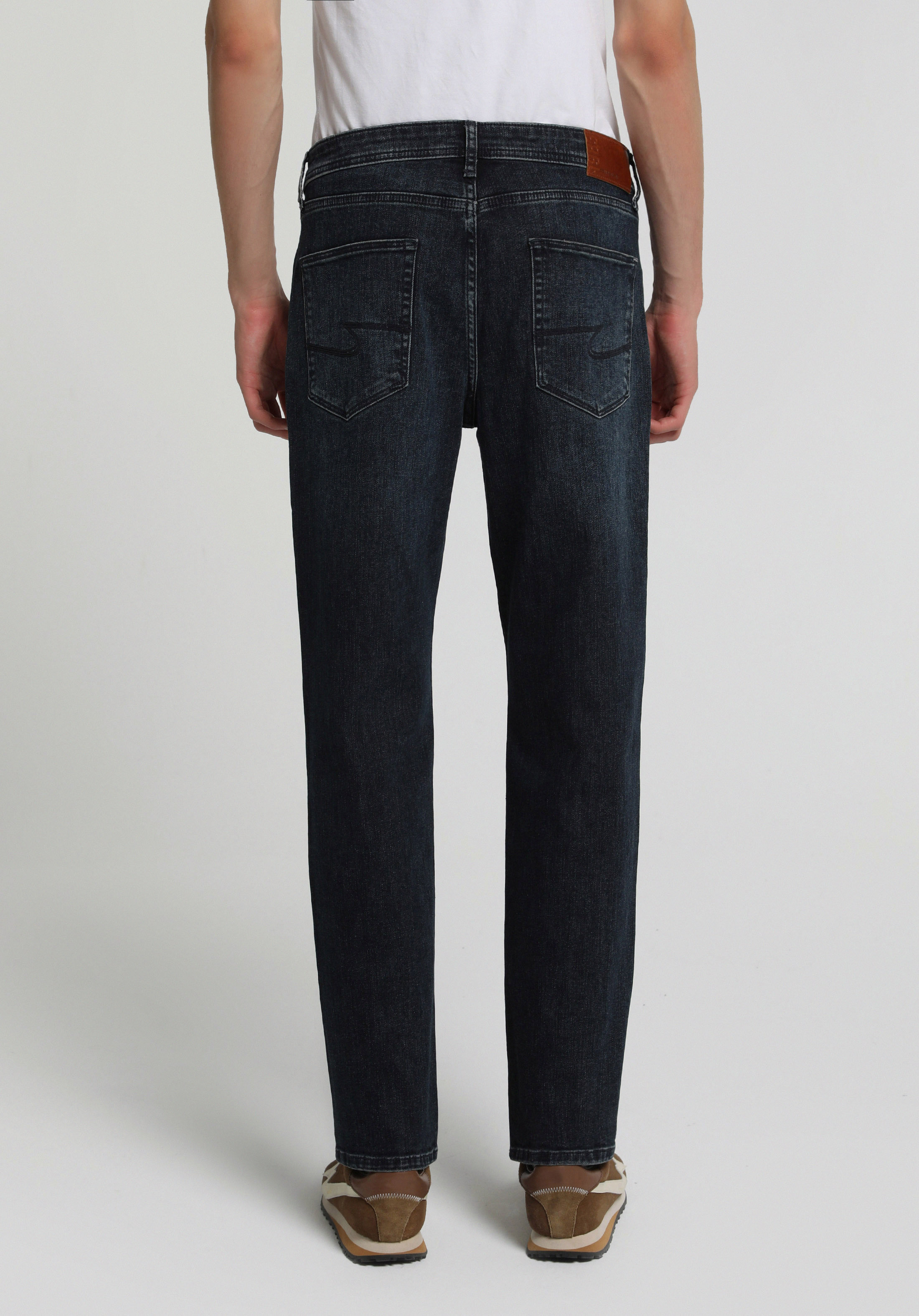Loose Straight Fit   Erkek Blue Black Denim Jean Pantolon