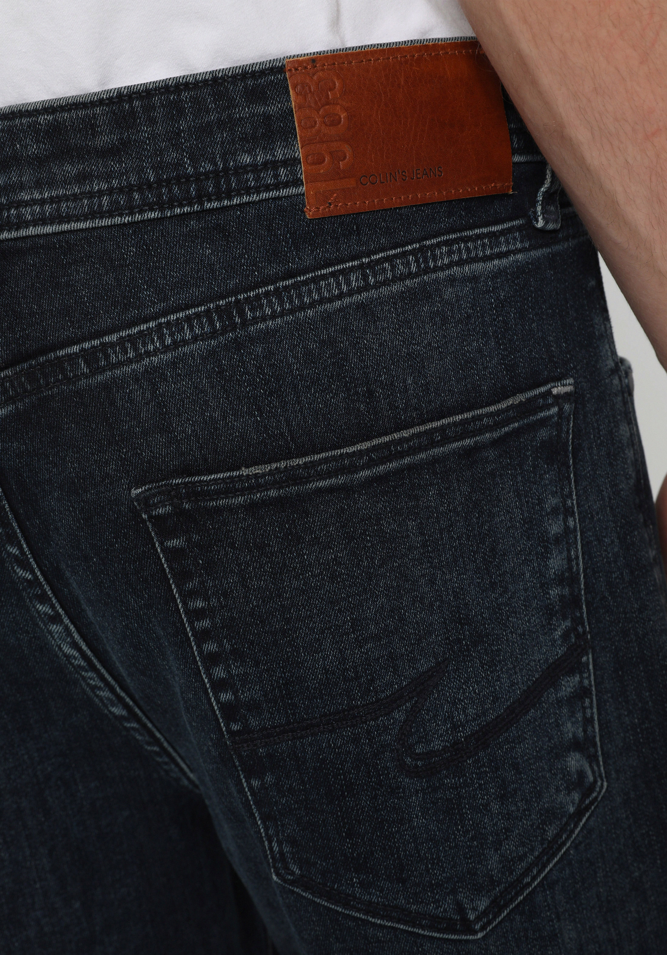 Loose Straight Fit   Erkek Blue Black Denim Jean Pantolon