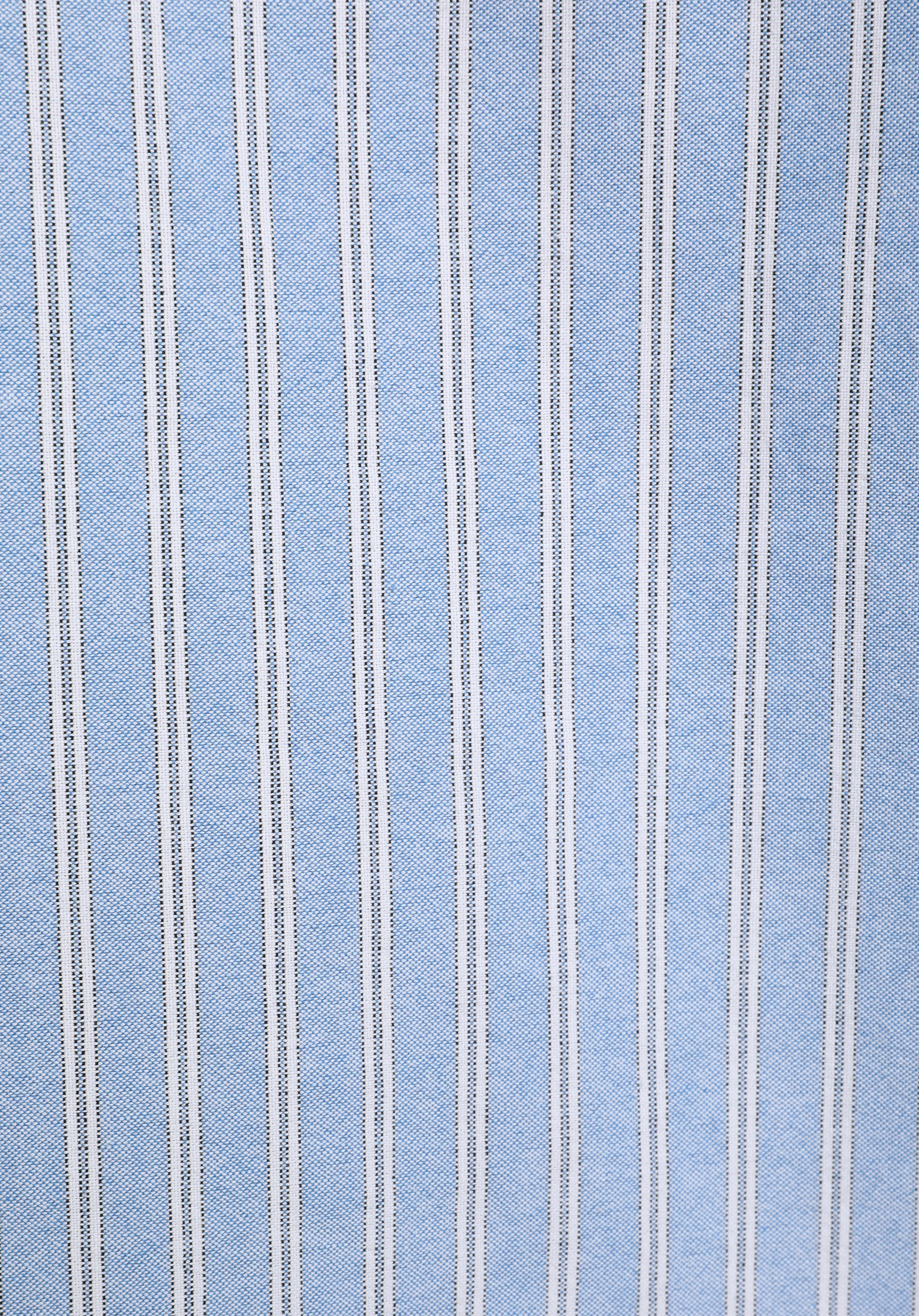 Regular Fit Shirt Neck Çizgili Erkek Mavi Uzun Kol Gömlek