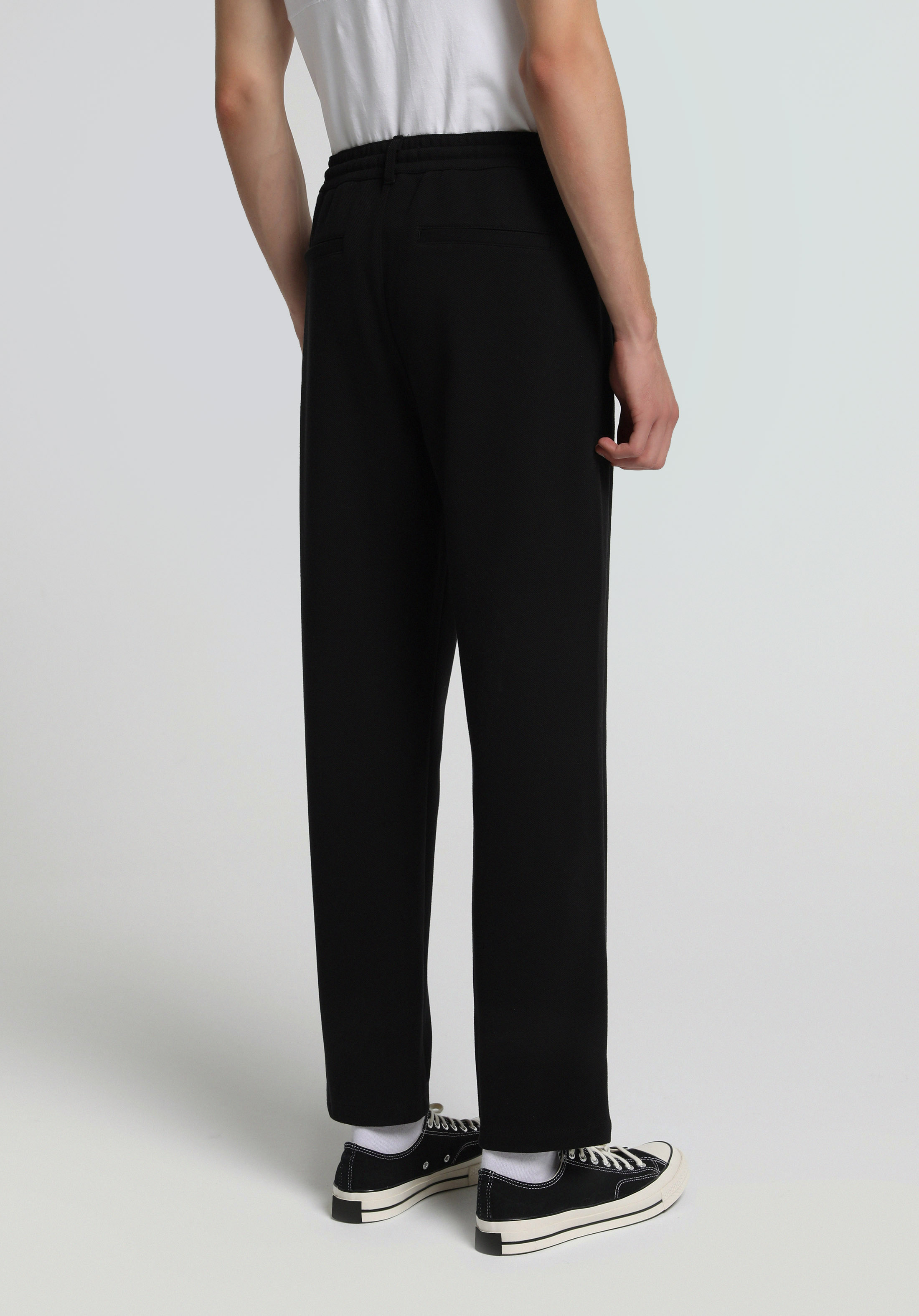 Regular Fit Orta Bel Düz Paça Erkek Siyah  Pantolon