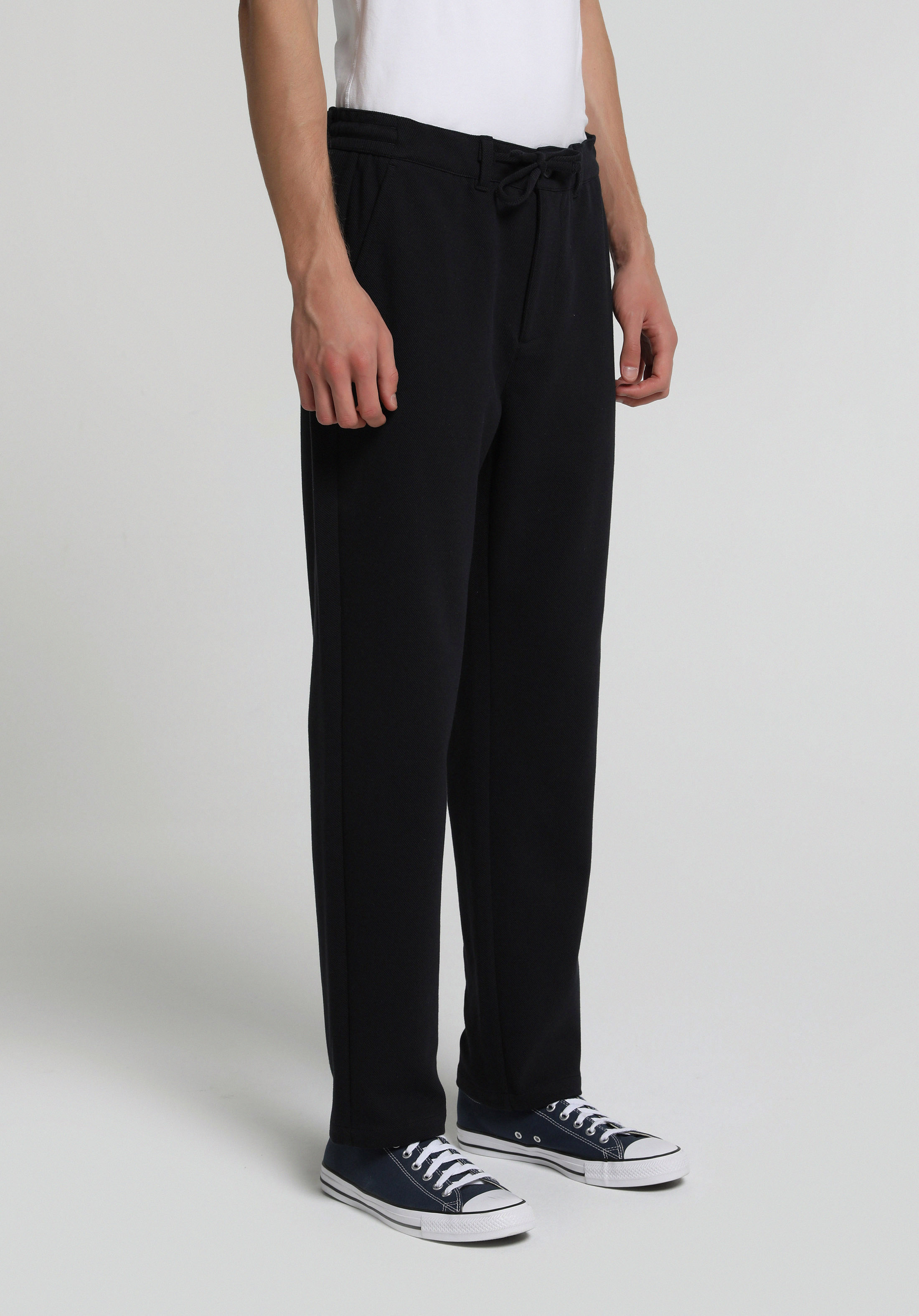 Regular Fit Orta Bel Düz Paça Erkek Lacivert  Pantolon