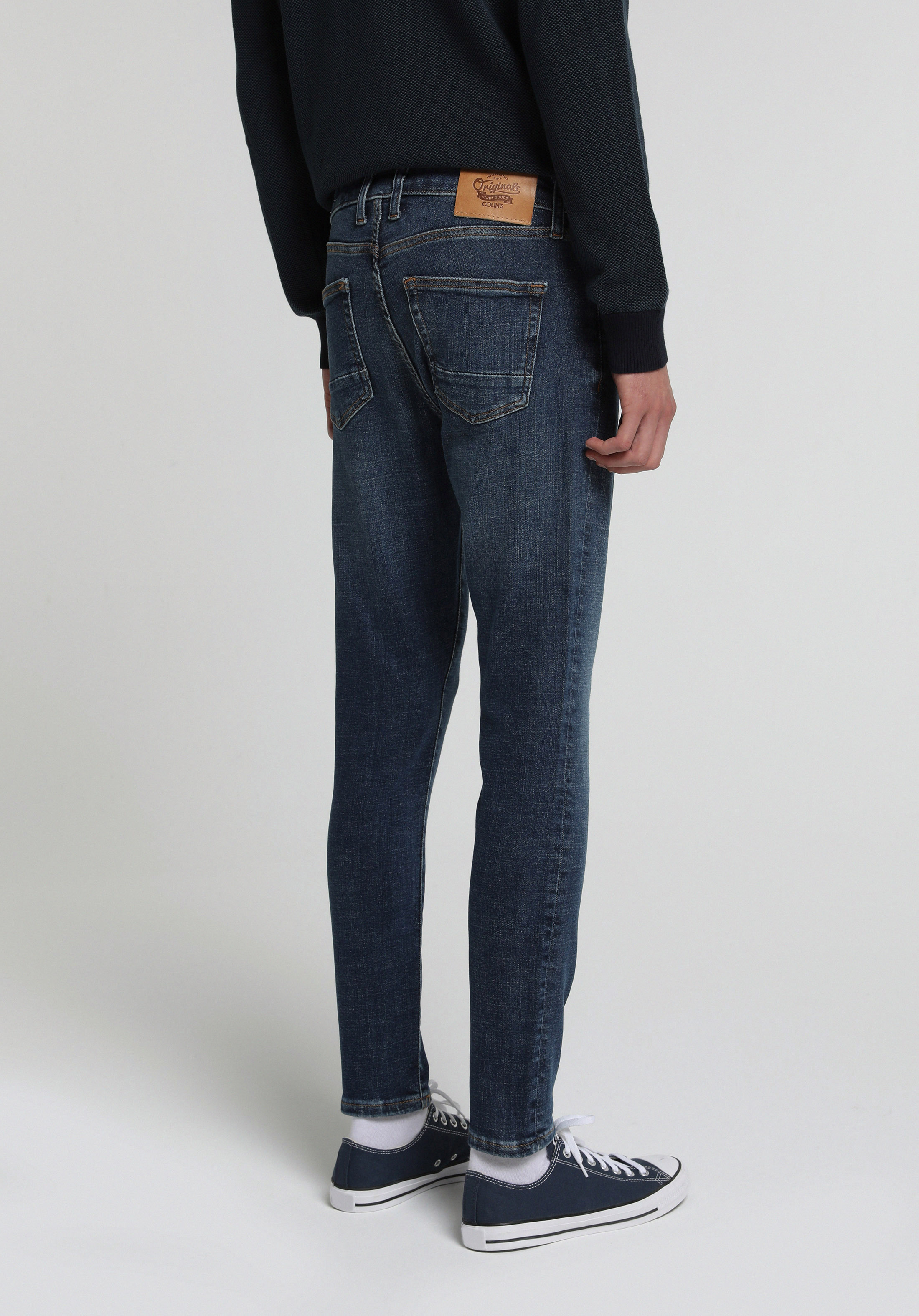 Slim Fit   Erkek Dark İndigo Denim Jean Pantolon