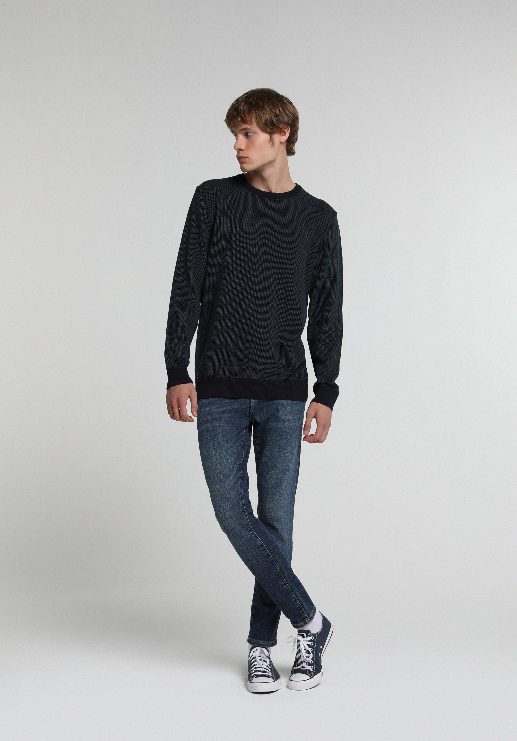 Slim Fit   Erkek Dark İndigo Denim Jean Pantolon