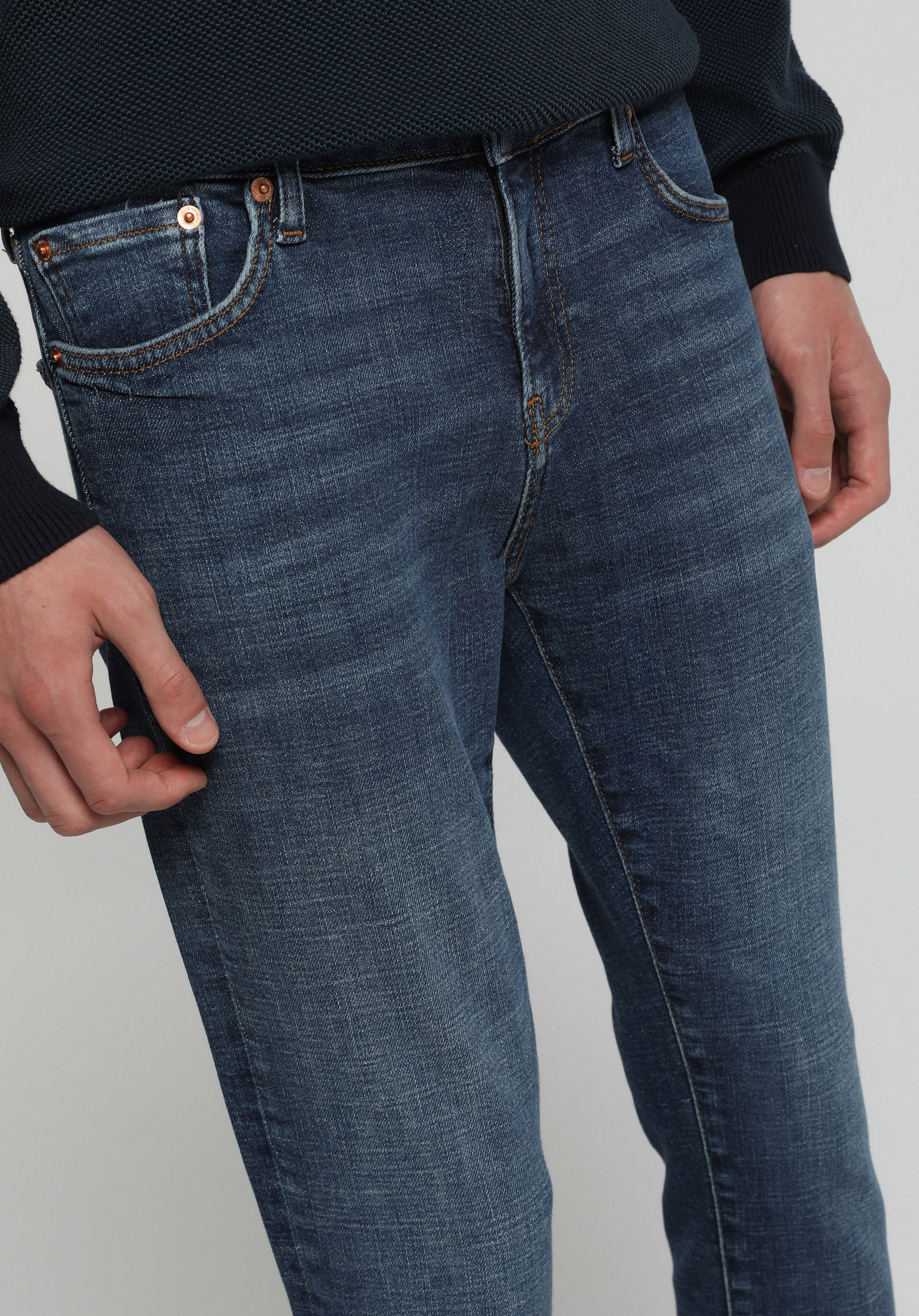Slim Fit   Erkek Dark İndigo Denim Jean Pantolon