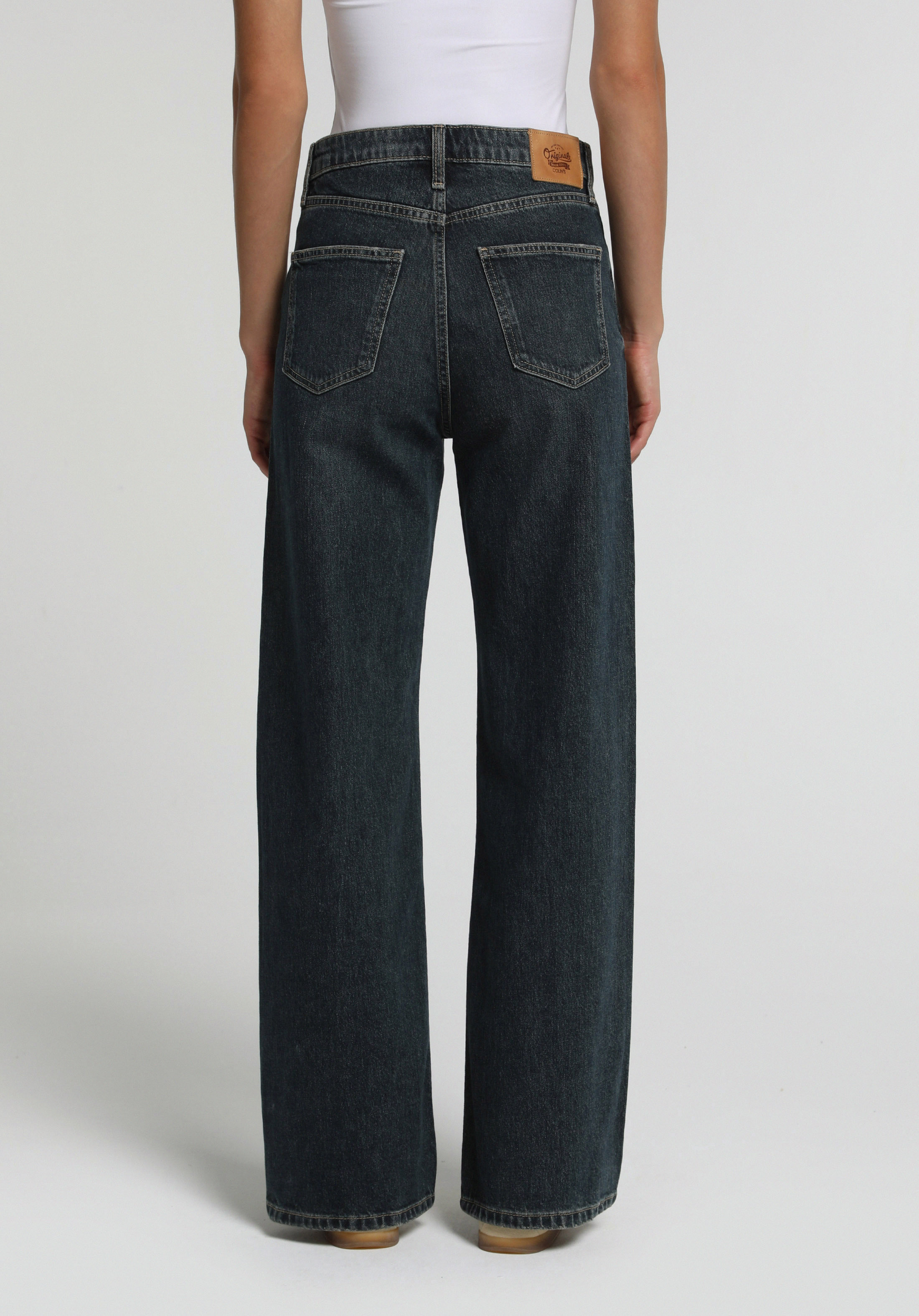 Wide Leg Fit   Kadın Blue Black Denim Jean Pantolon