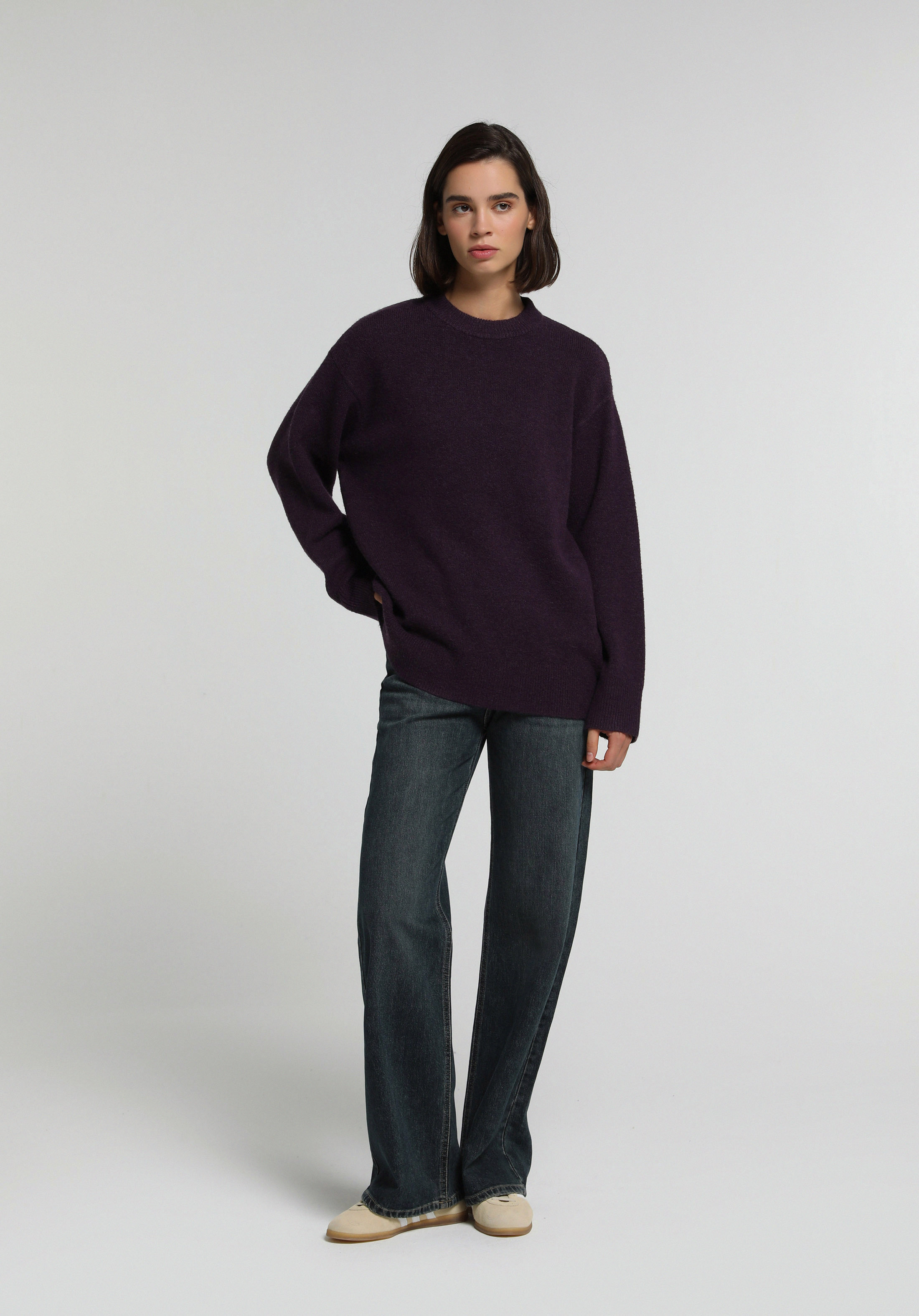 Wide Leg Fit   Kadın Blue Black Denim Jean Pantolon