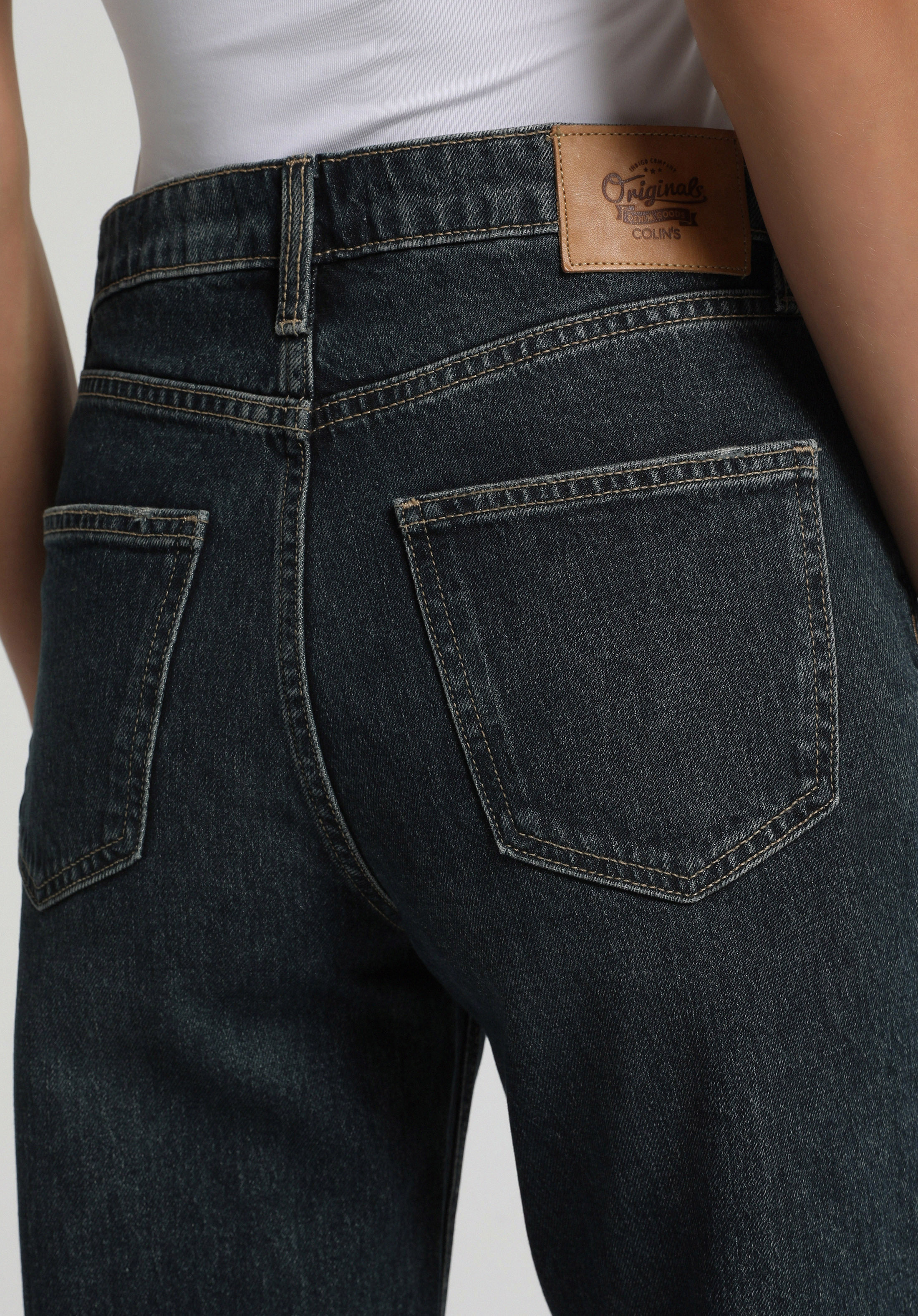 Wide Leg Fit   Kadın Blue Black Denim Jean Pantolon