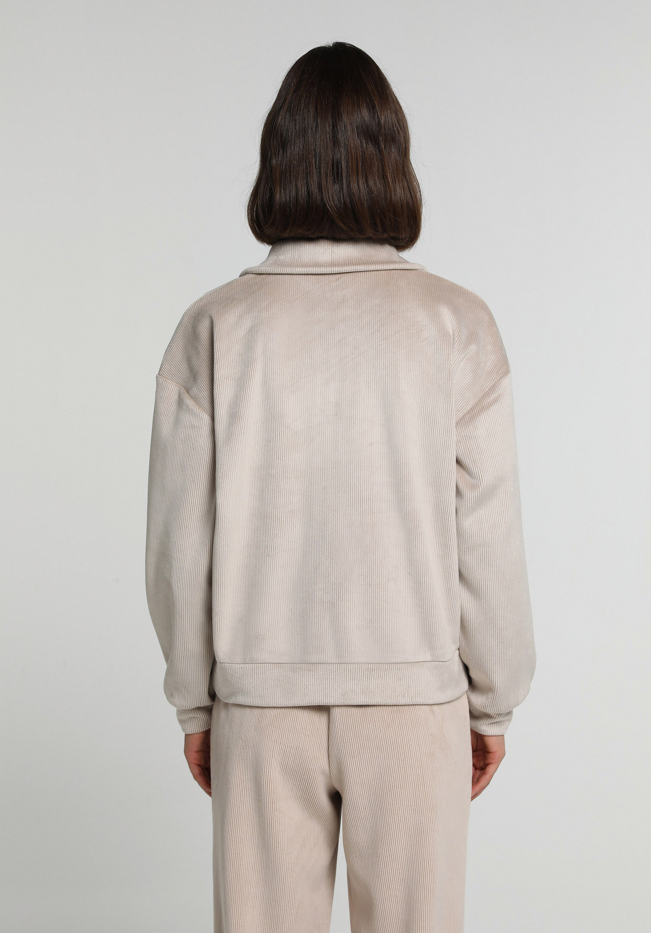 Regular Fit Polo Yaka Düz Kadın  Sweatshirt