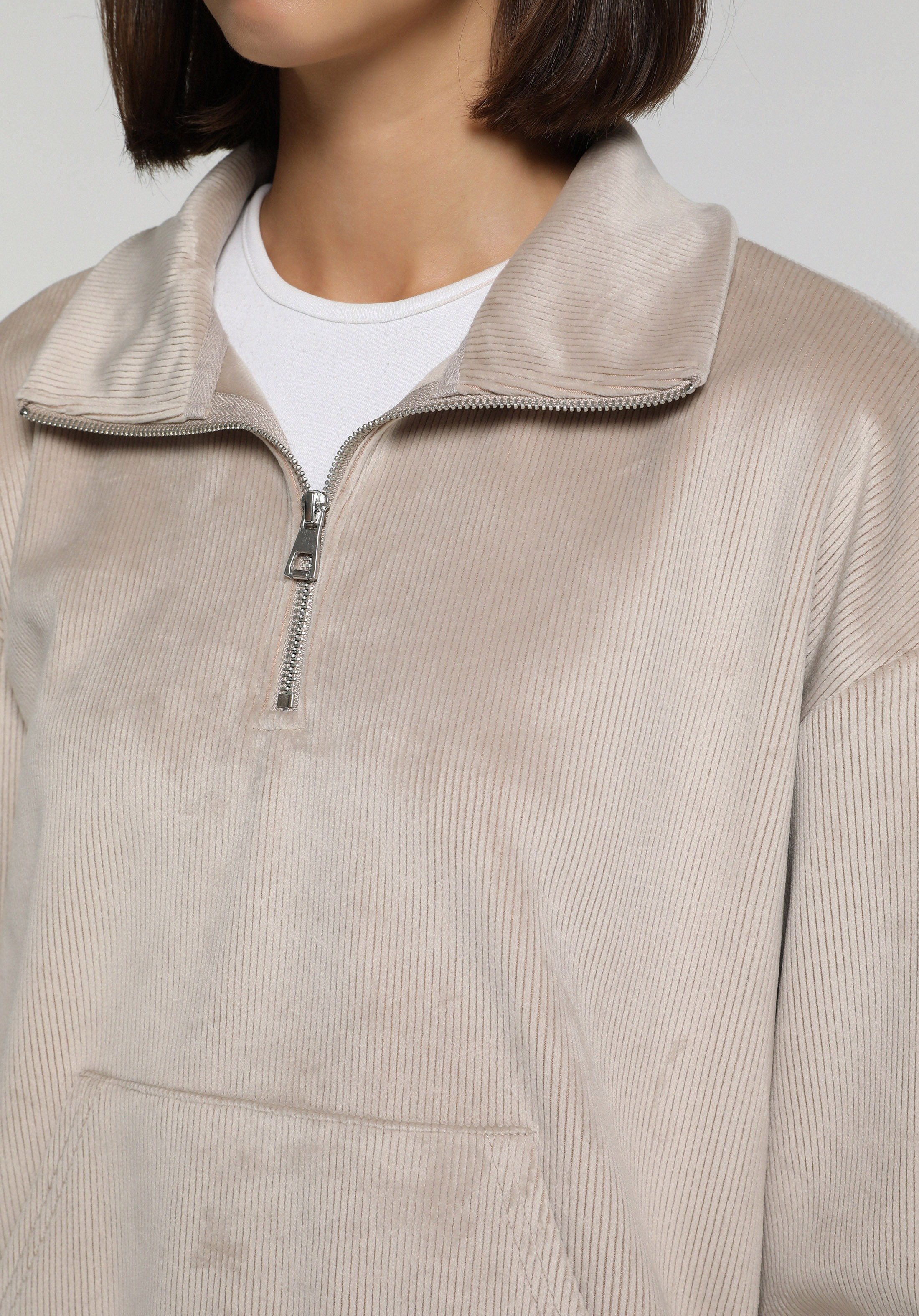 Regular Fit Polo Yaka Düz Kadın  Sweatshirt