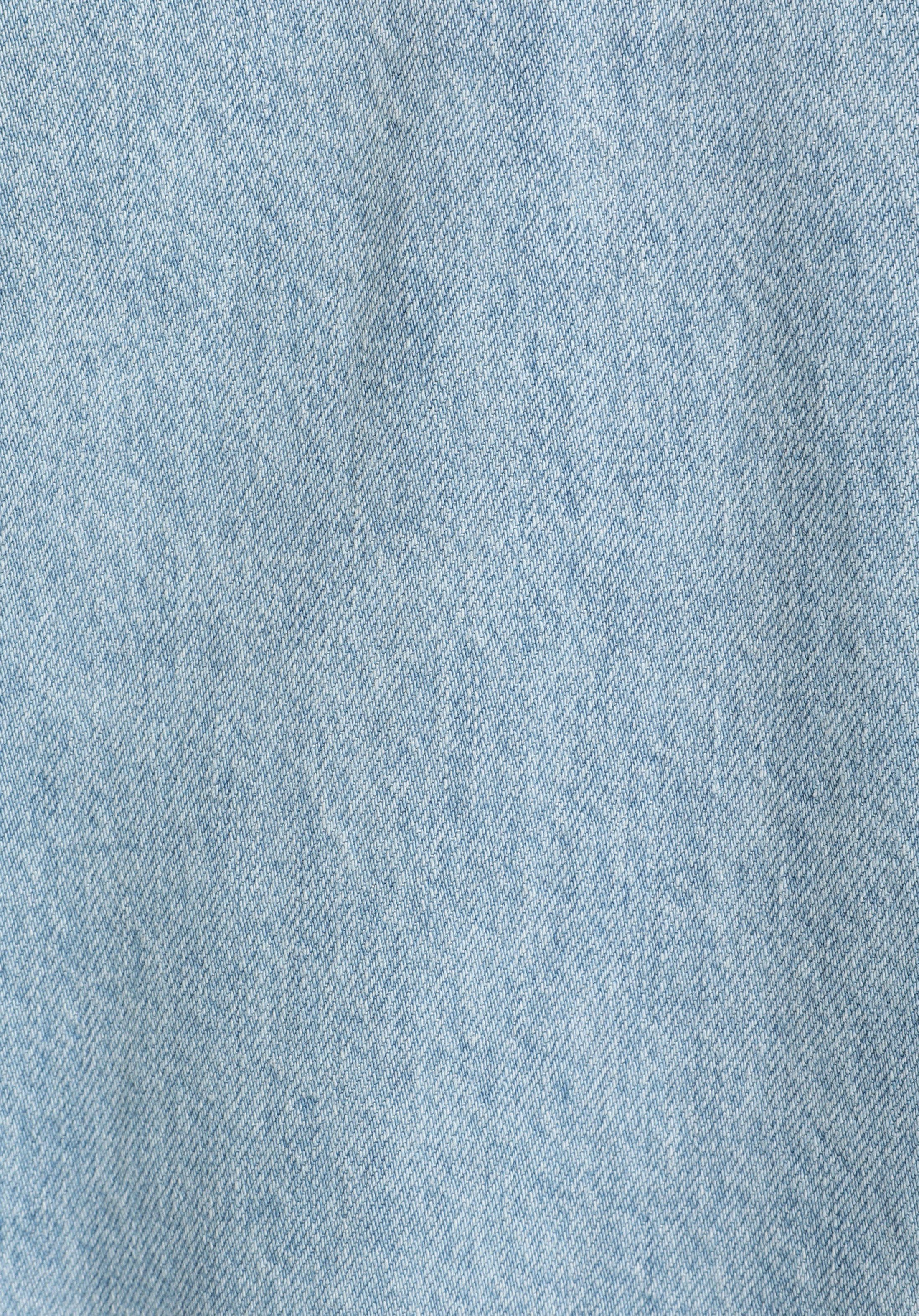 Oversize Fit Düğmeli Astarlı Kürklü Kadın Bleach İndigo Denim Ceket