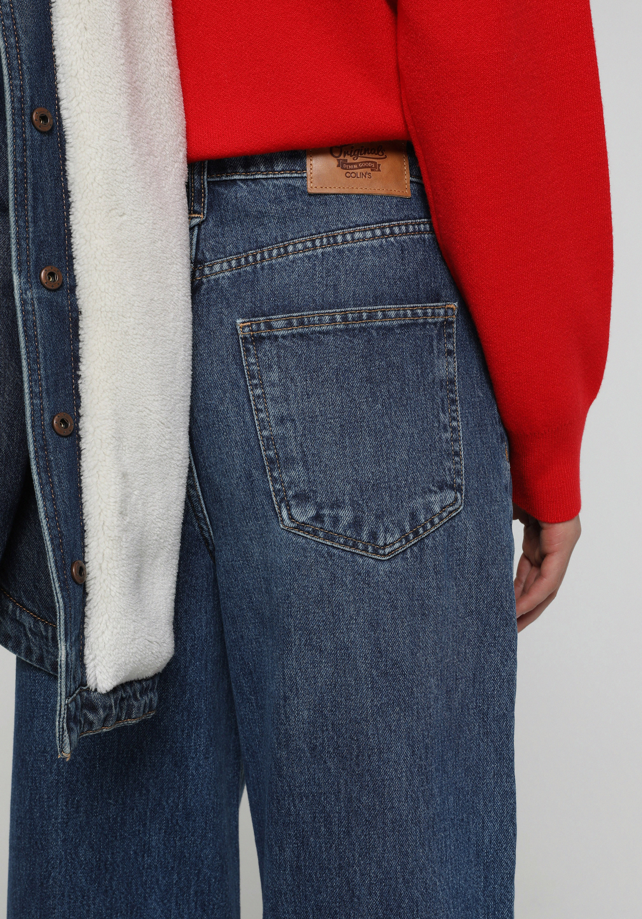 Super Wide Leg Fit   Kadın Mid İndigo Denim Jean Pantolon
