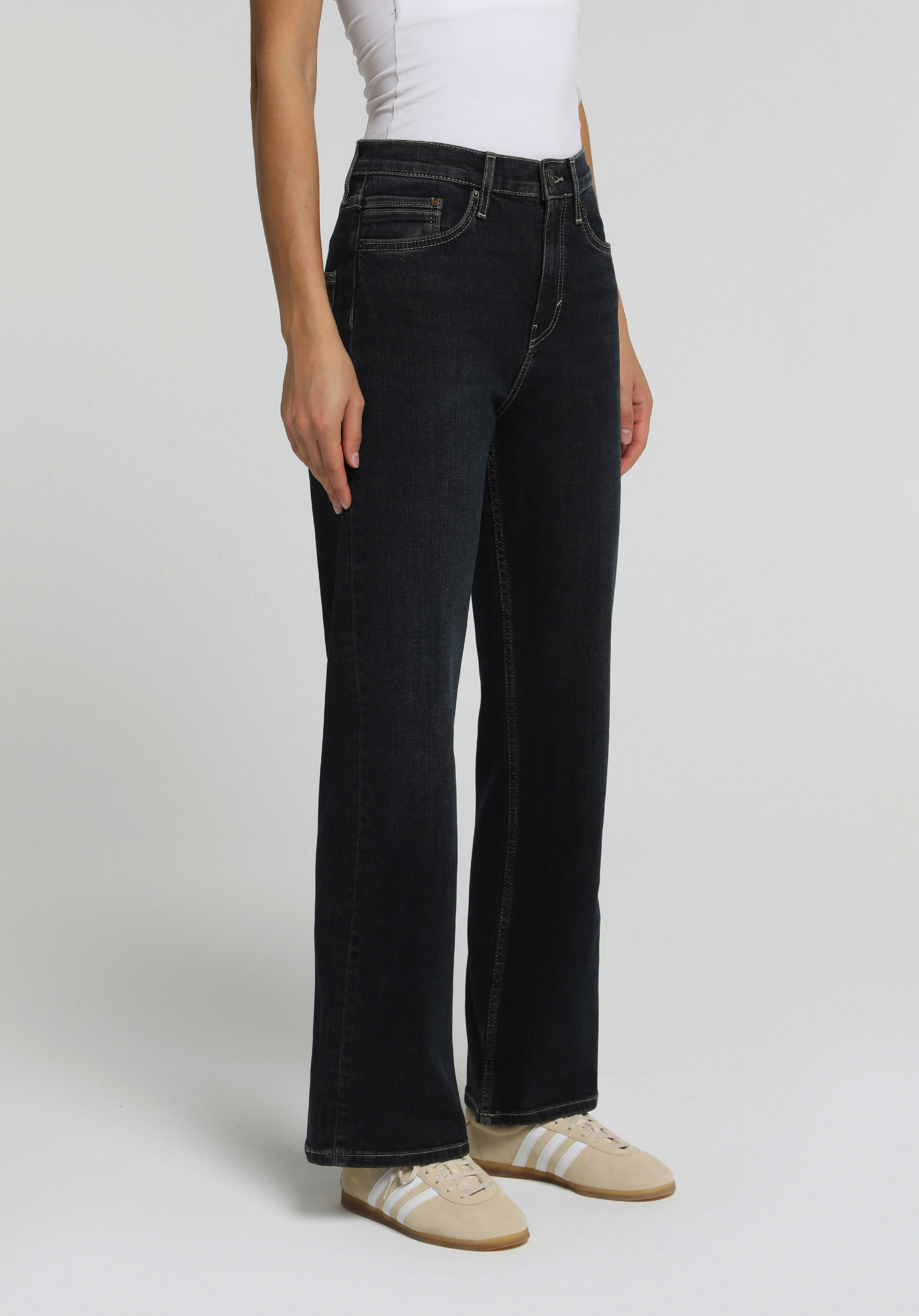 Loose Straight Fit   Kadın Over Dyed Denim Jean Pantolon