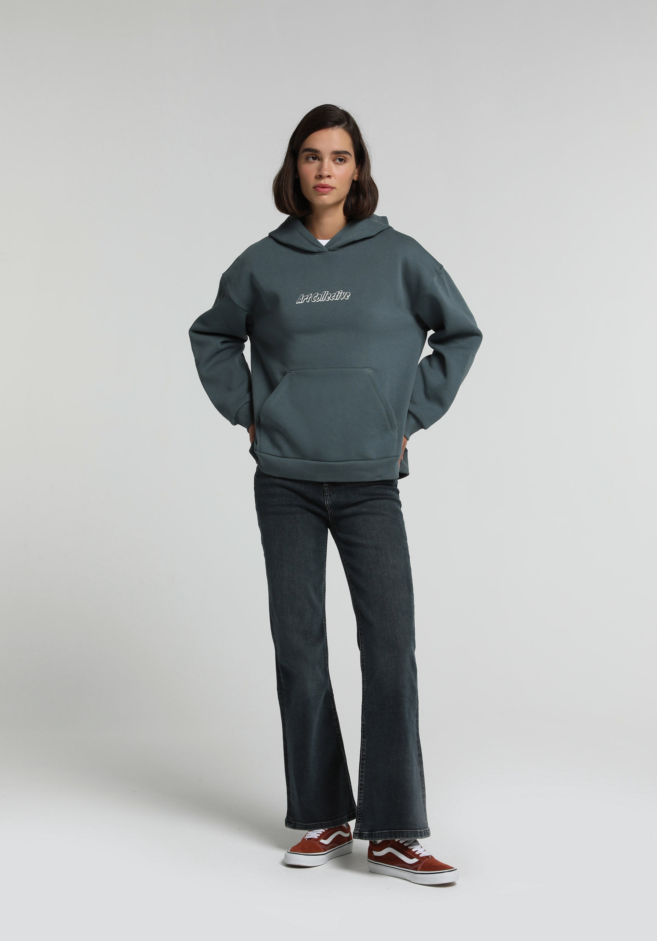 High Rise Super Flare Fit   Kadın Green Cast Denim Jean Pantolon