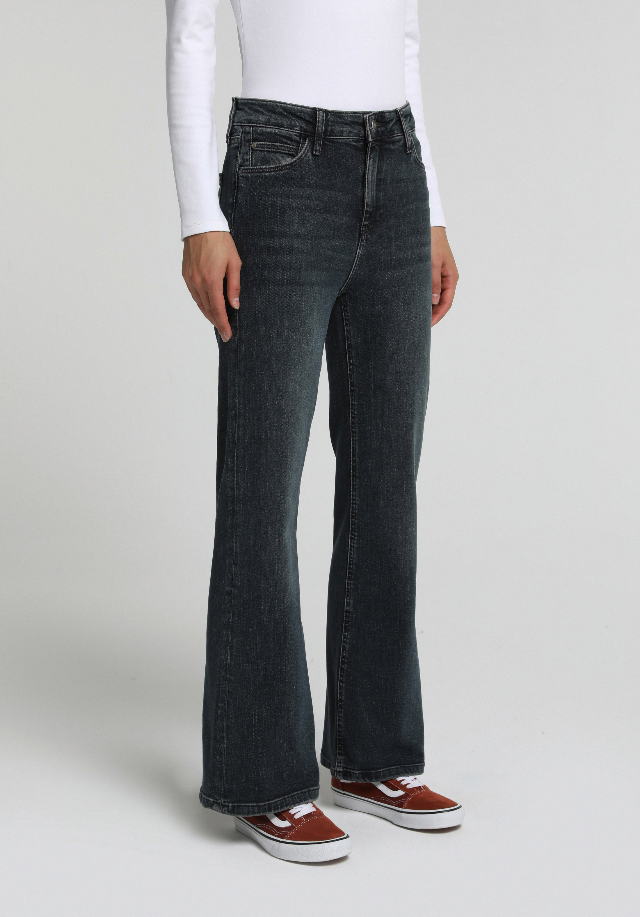 High Rise Super Flare Fit   Kadın Green Cast Denim Jean Pantolon
