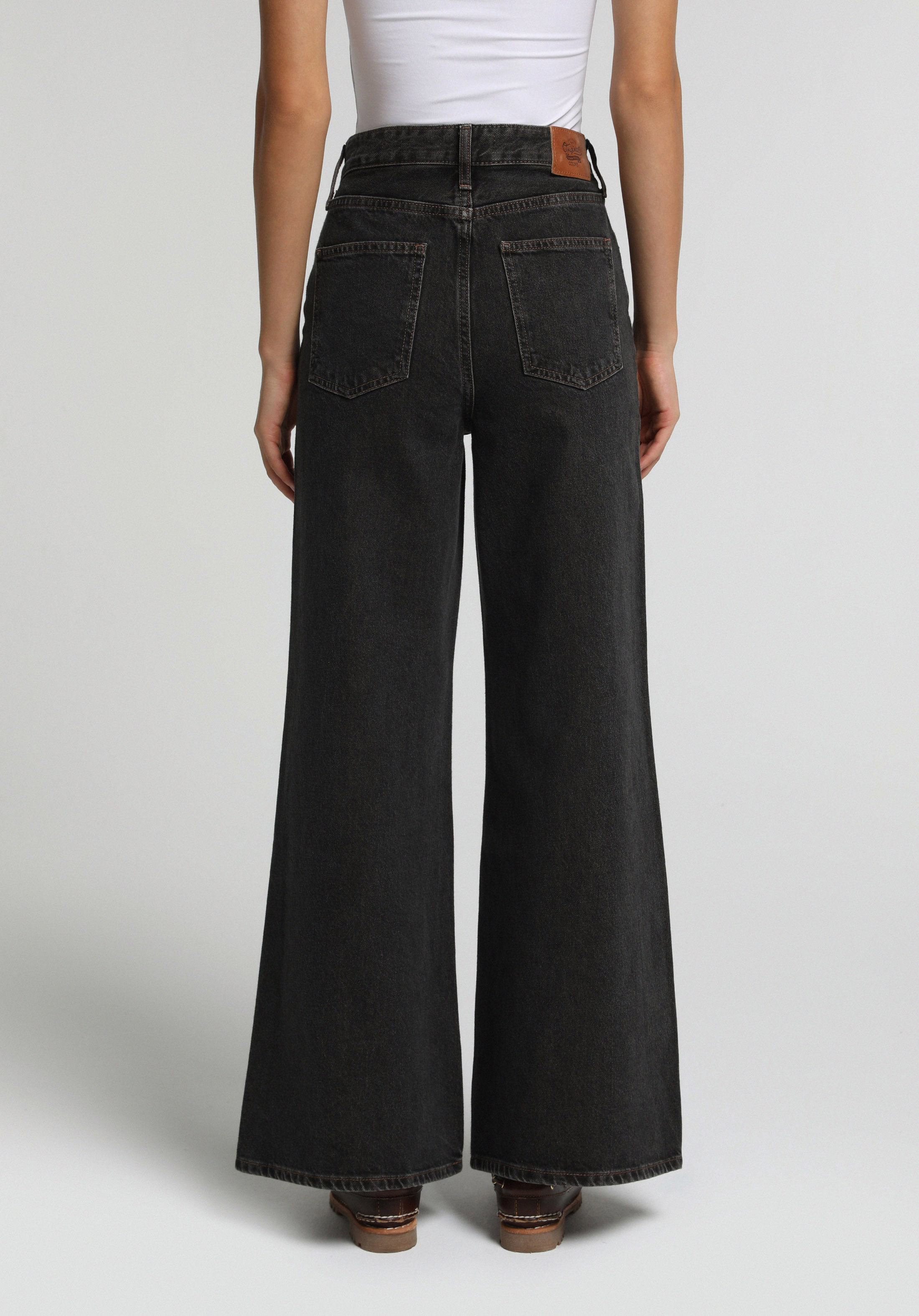 Super Wide Leg Fit   Kadın Over Dyed Denim Jean Pantolon
