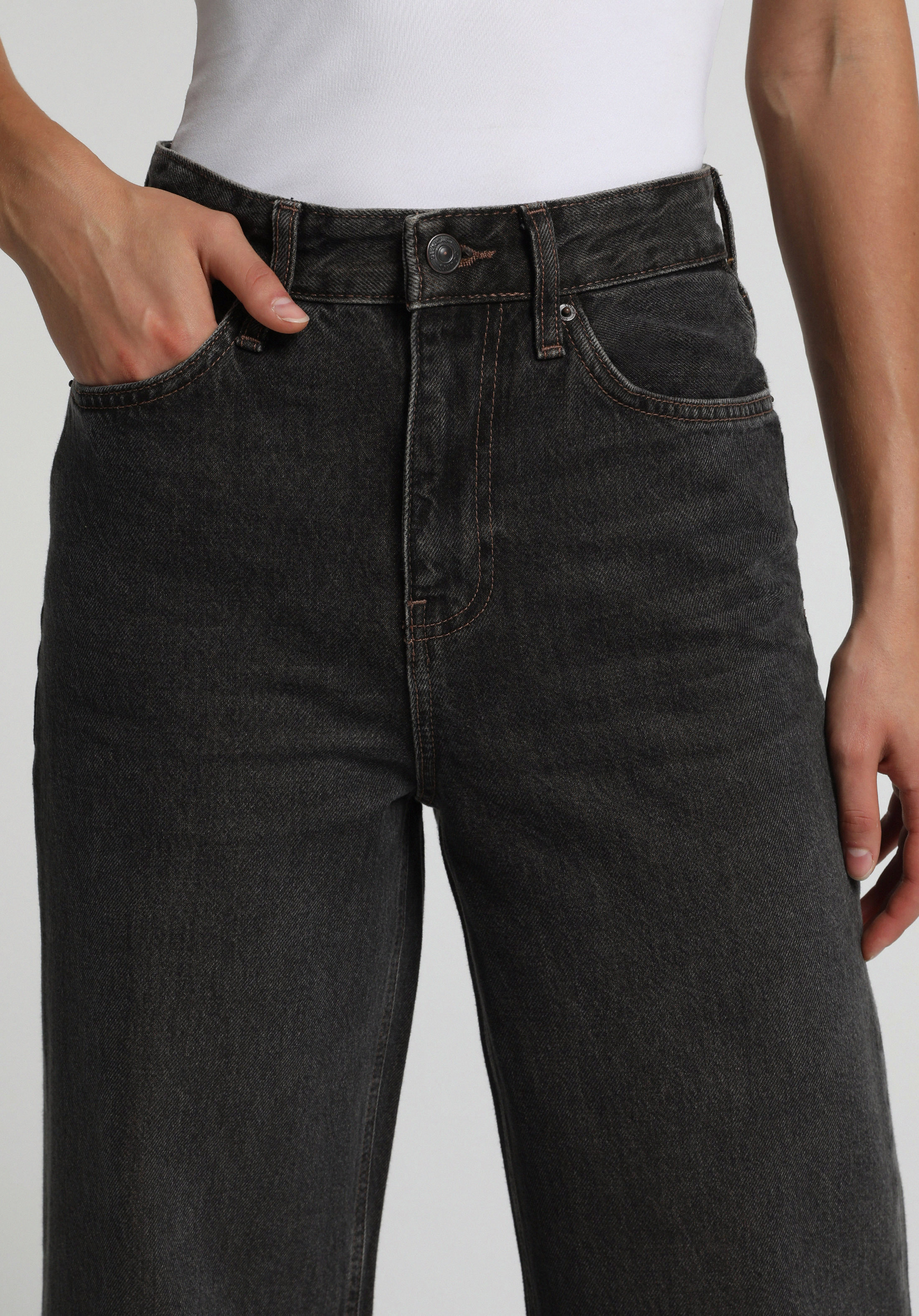 Super Wide Leg Fit   Kadın Over Dyed Denim Jean Pantolon