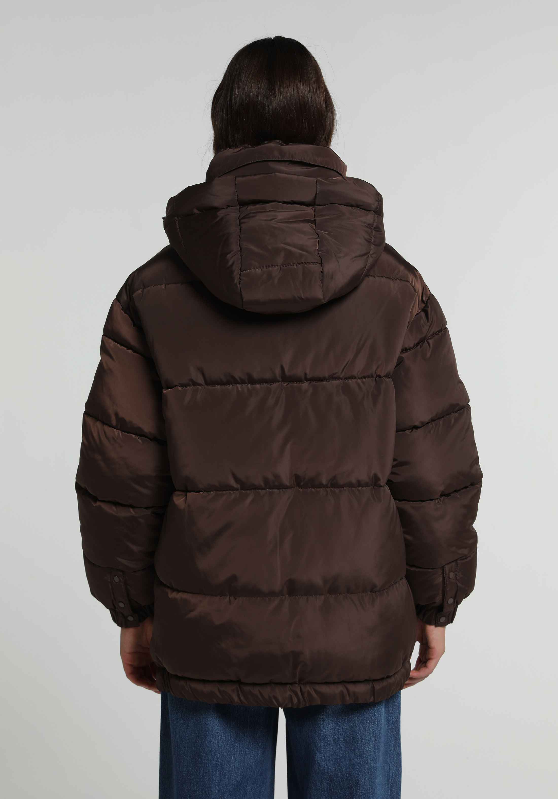 Regular Fit Kapüşonlu Fermuarlı Astarlı Suya Dayanıklı Kadın Kahverengi Mont