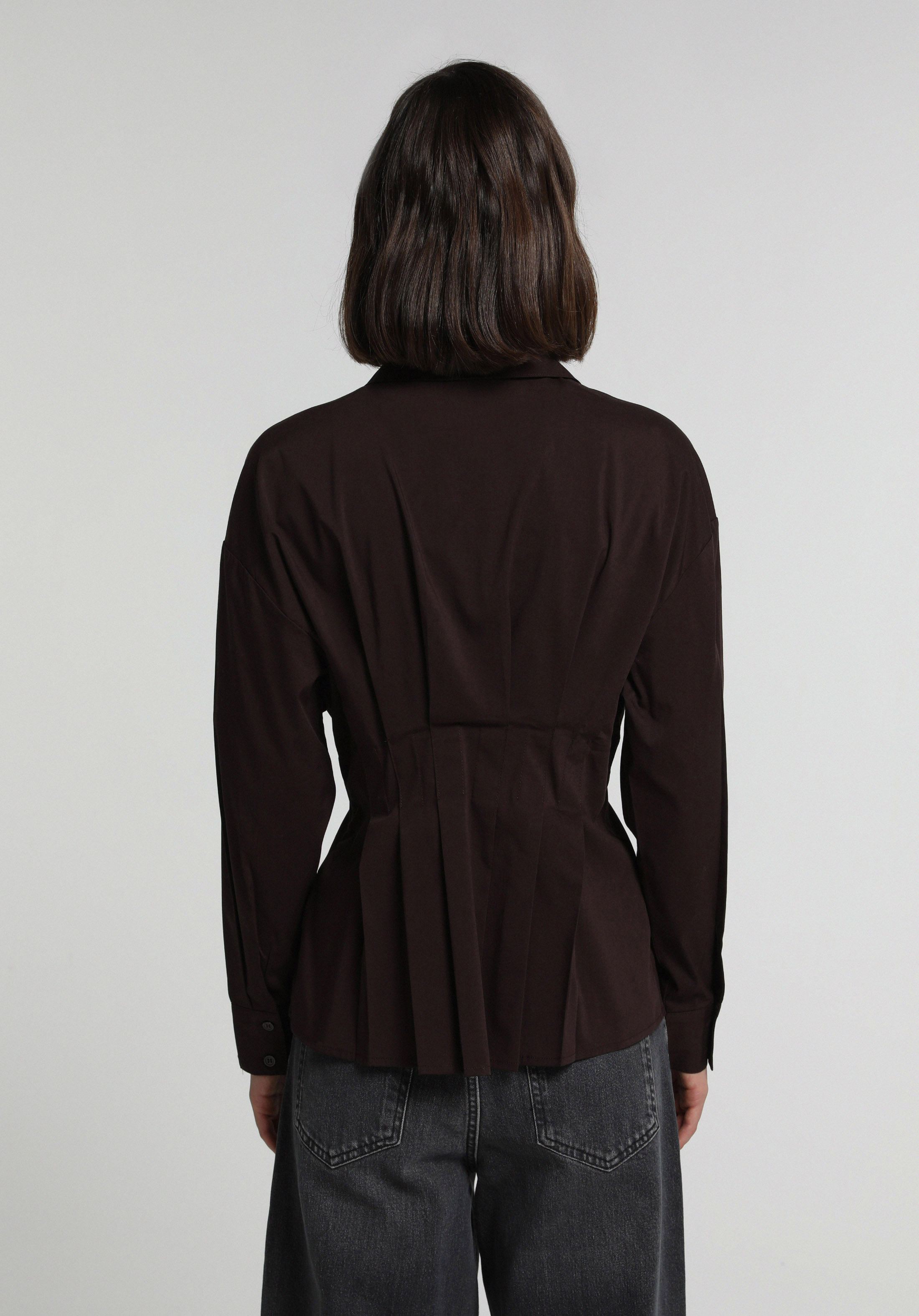 Fashion Fit Shirt Neck Düz Kadın Mor Uzun Kol Gömlek