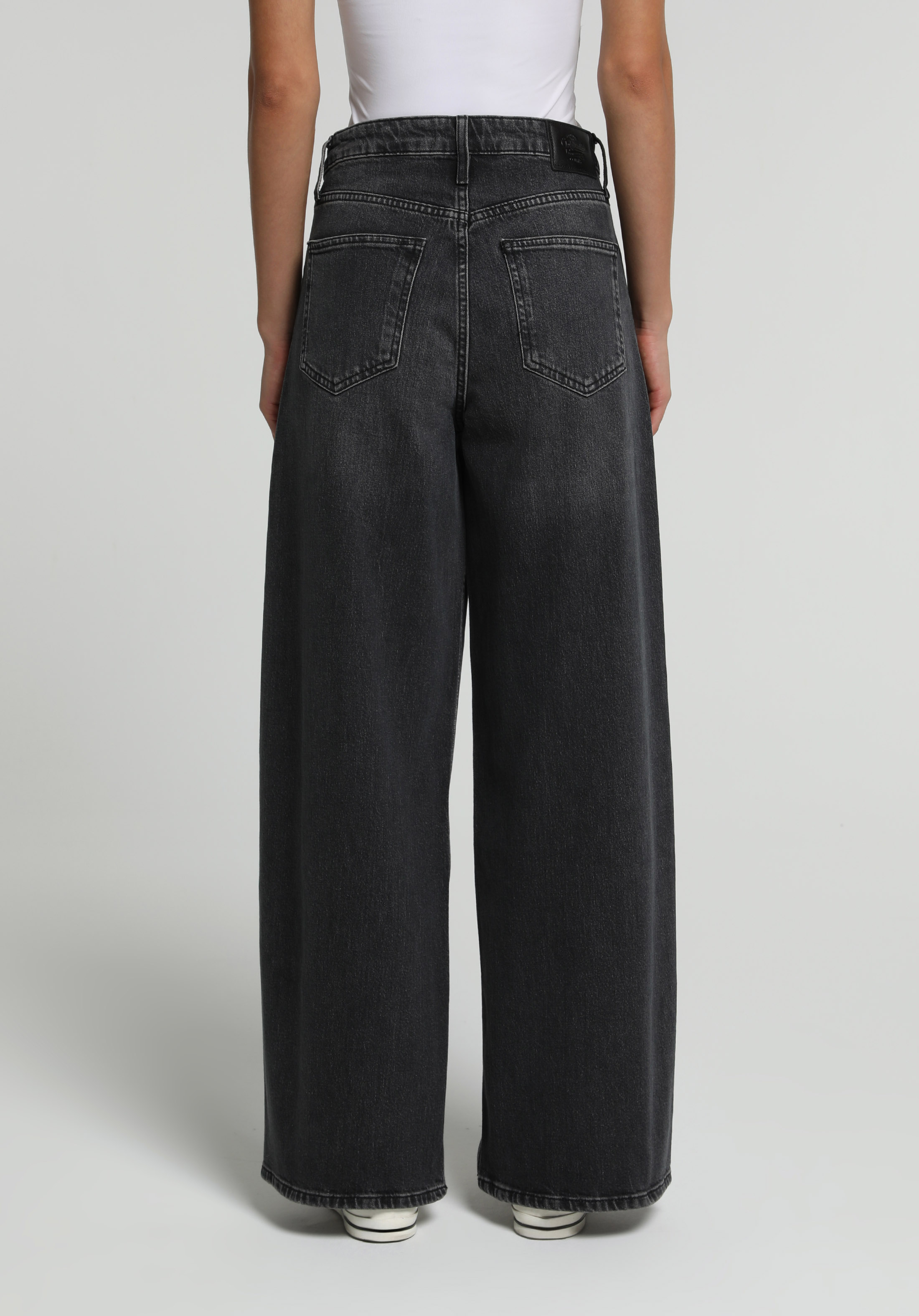 Baggy Wide Leg Fit   Kadın Black Denim Jean Pantolon