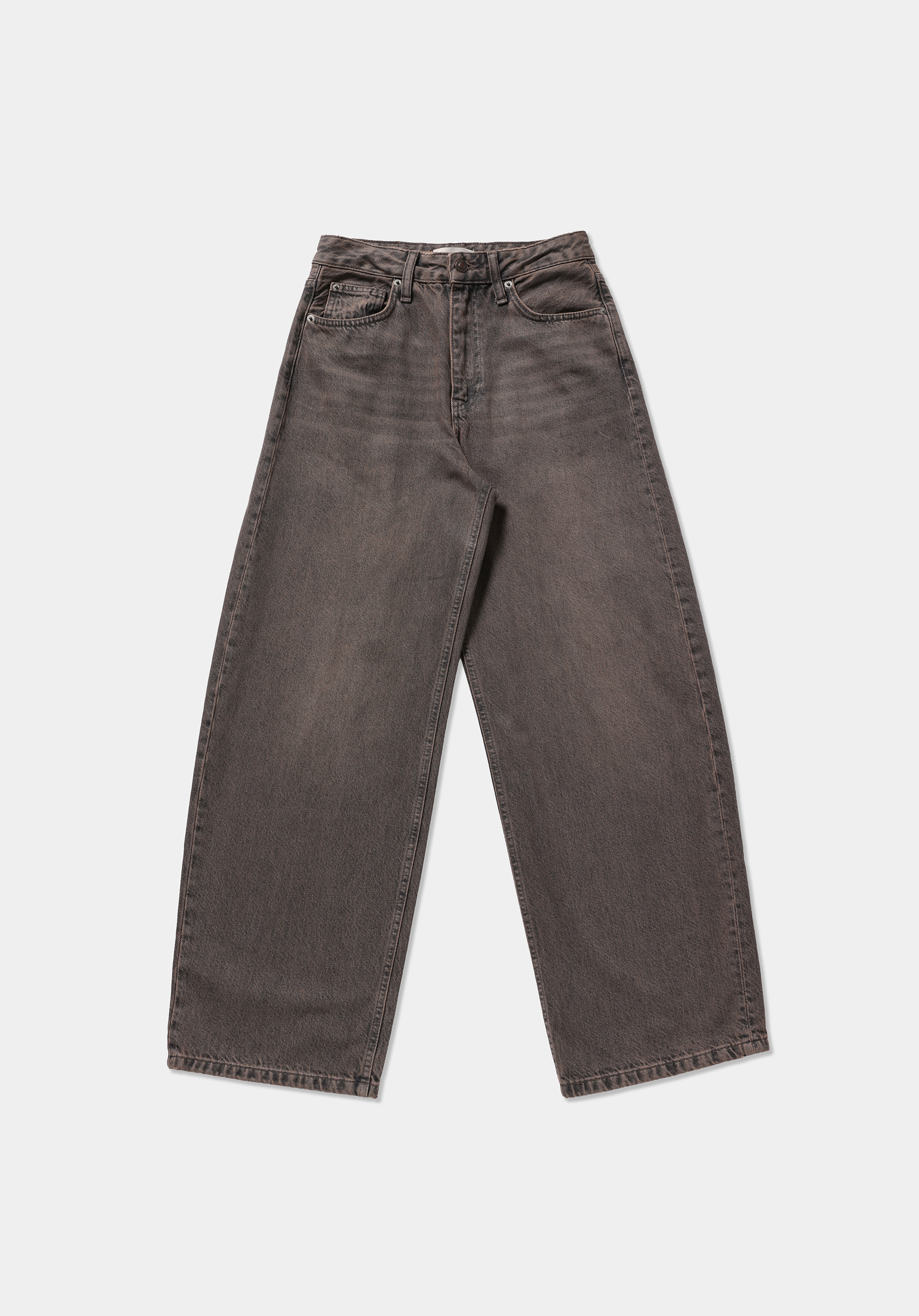 Baggy Tapered Fit Orta Bel Daralan Paça Kadın Anthracite Denim Jean Pantolon