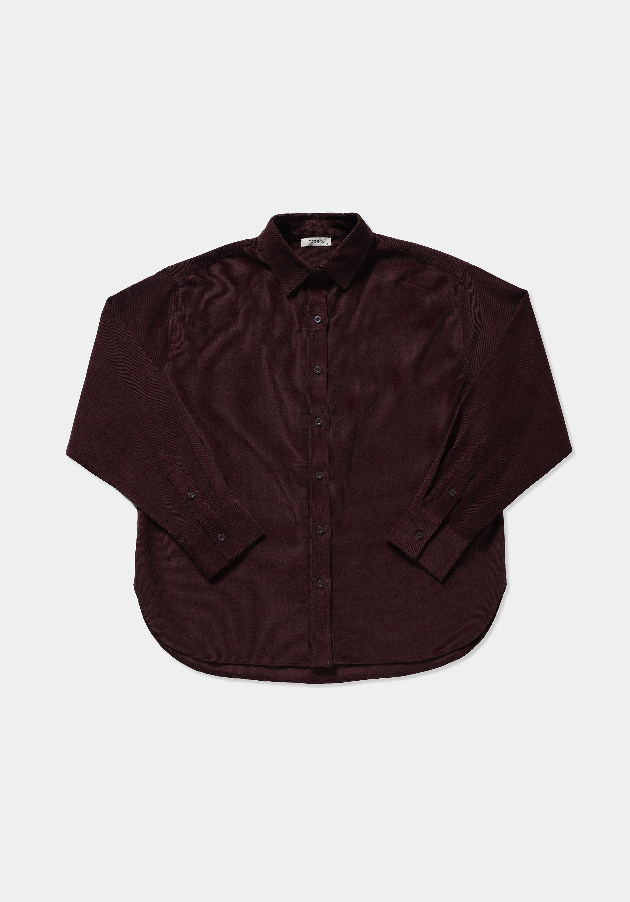 Boyfriend Fit Shirt Neck Düz Kadın Mor Uzun Kol Gömlek