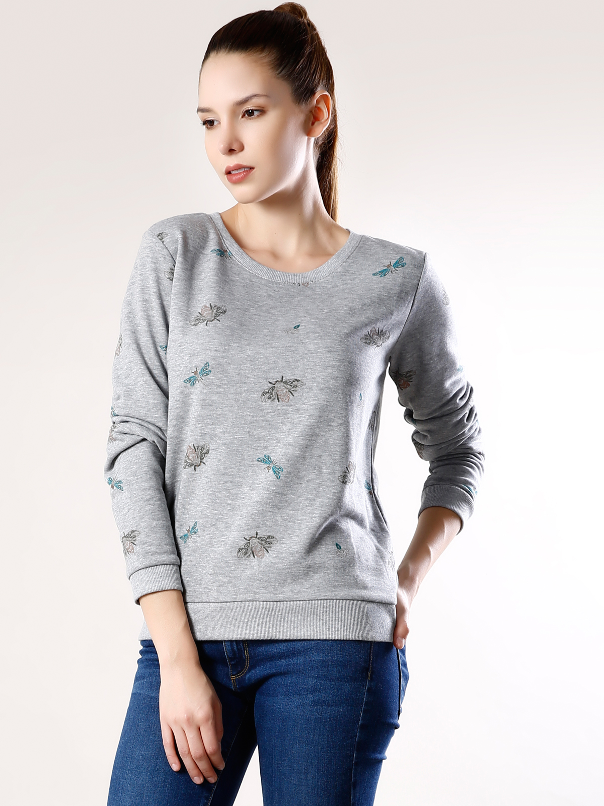 Colins Melange Kadın Sweatshirt. 1