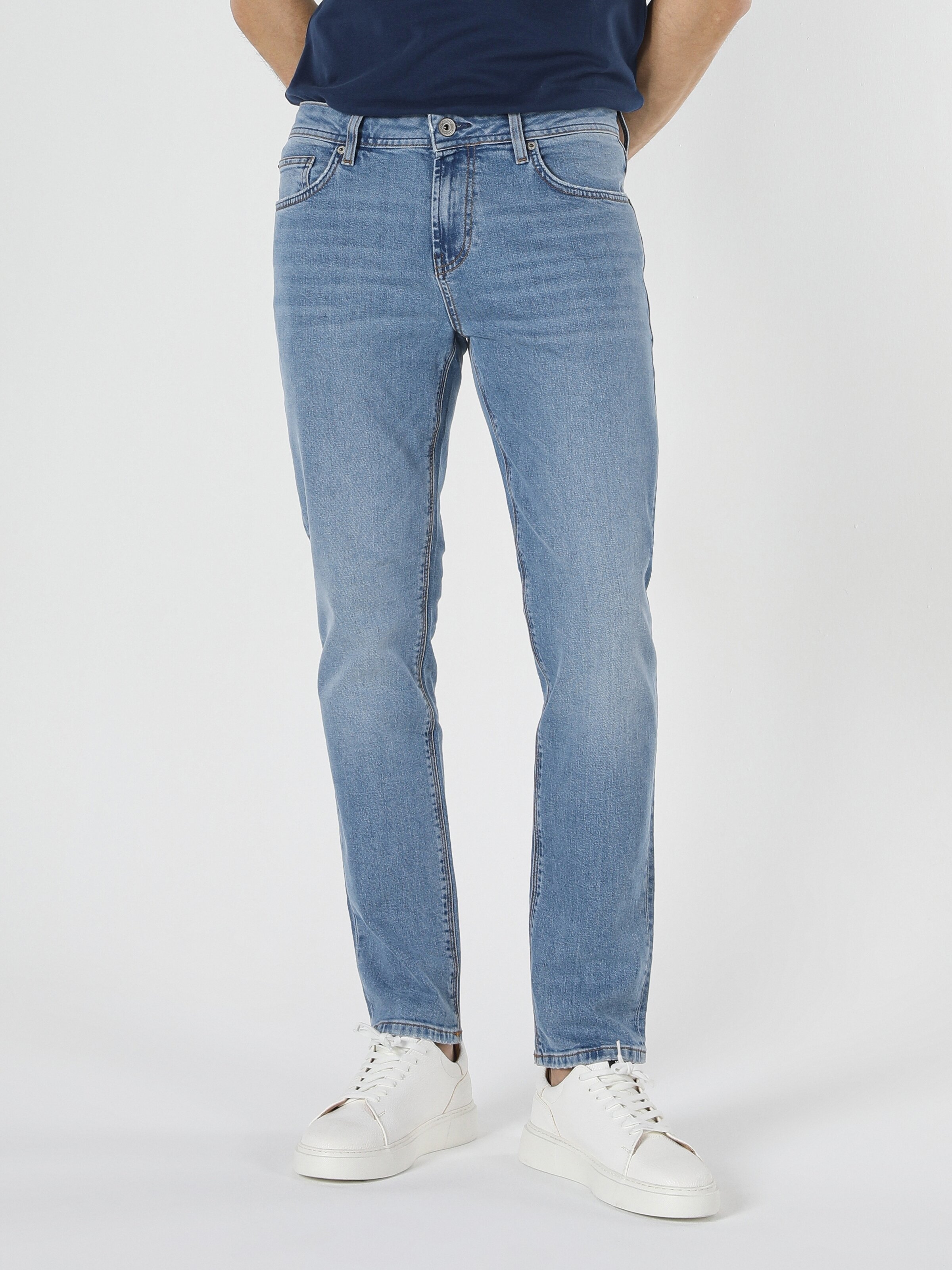 044 Karl Düşük Bel Düz Paça Straight Fit Mavi Erkek Jean Pantolon Cl1019139