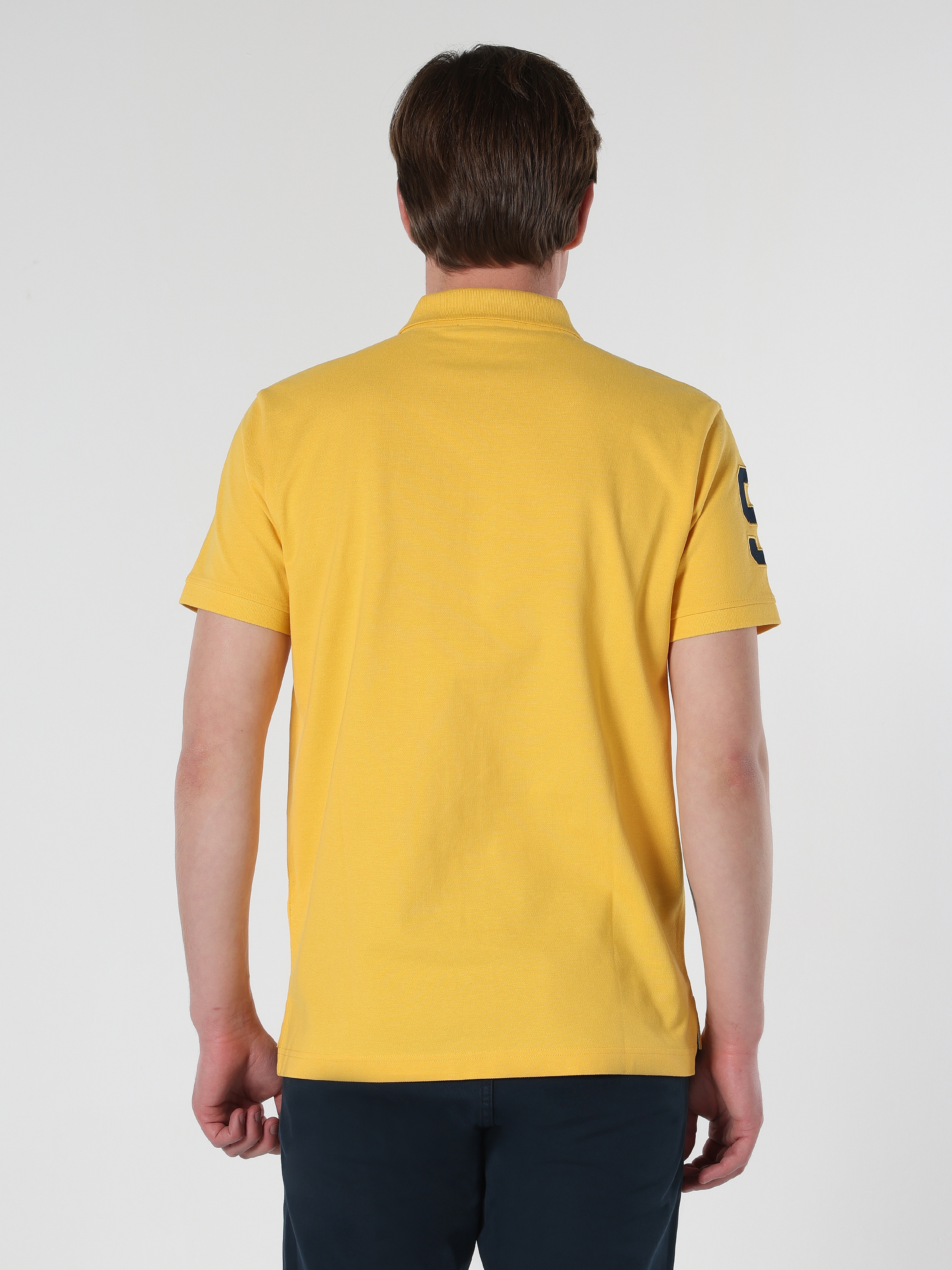 Regular Fit Baskılı Sarı Erkek Polo Yaka Kısa Kol Tişört Cl1062964