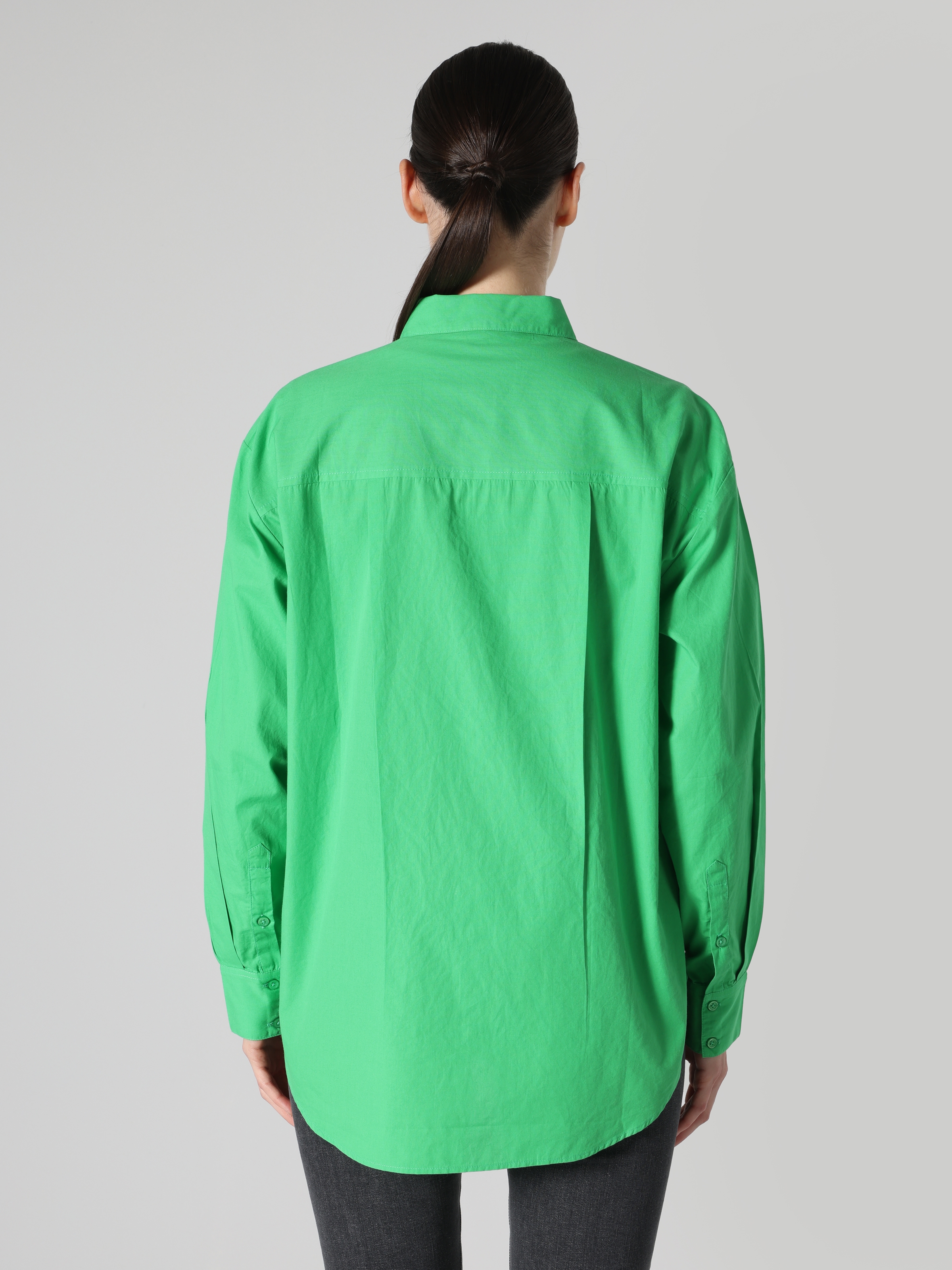 Regular Fit Yeşil Kadın Uzun Kol Gömlek Cl1062116