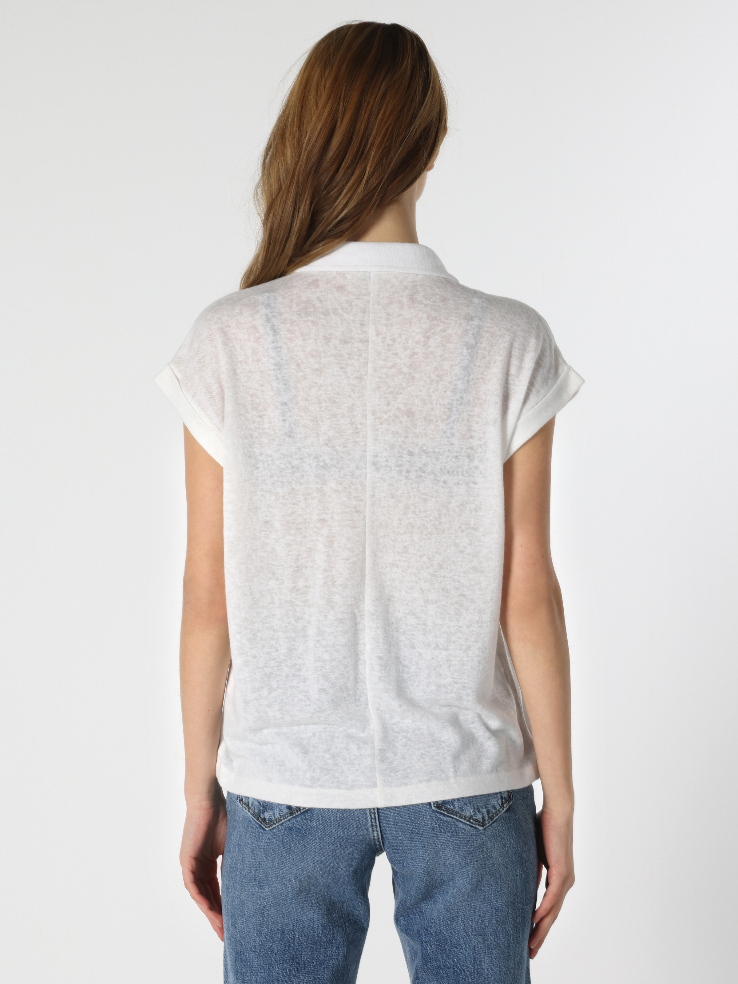 Regular Fit Shirt Neck Beyaz Kadın Kısa Kol Tişört Cl1063301