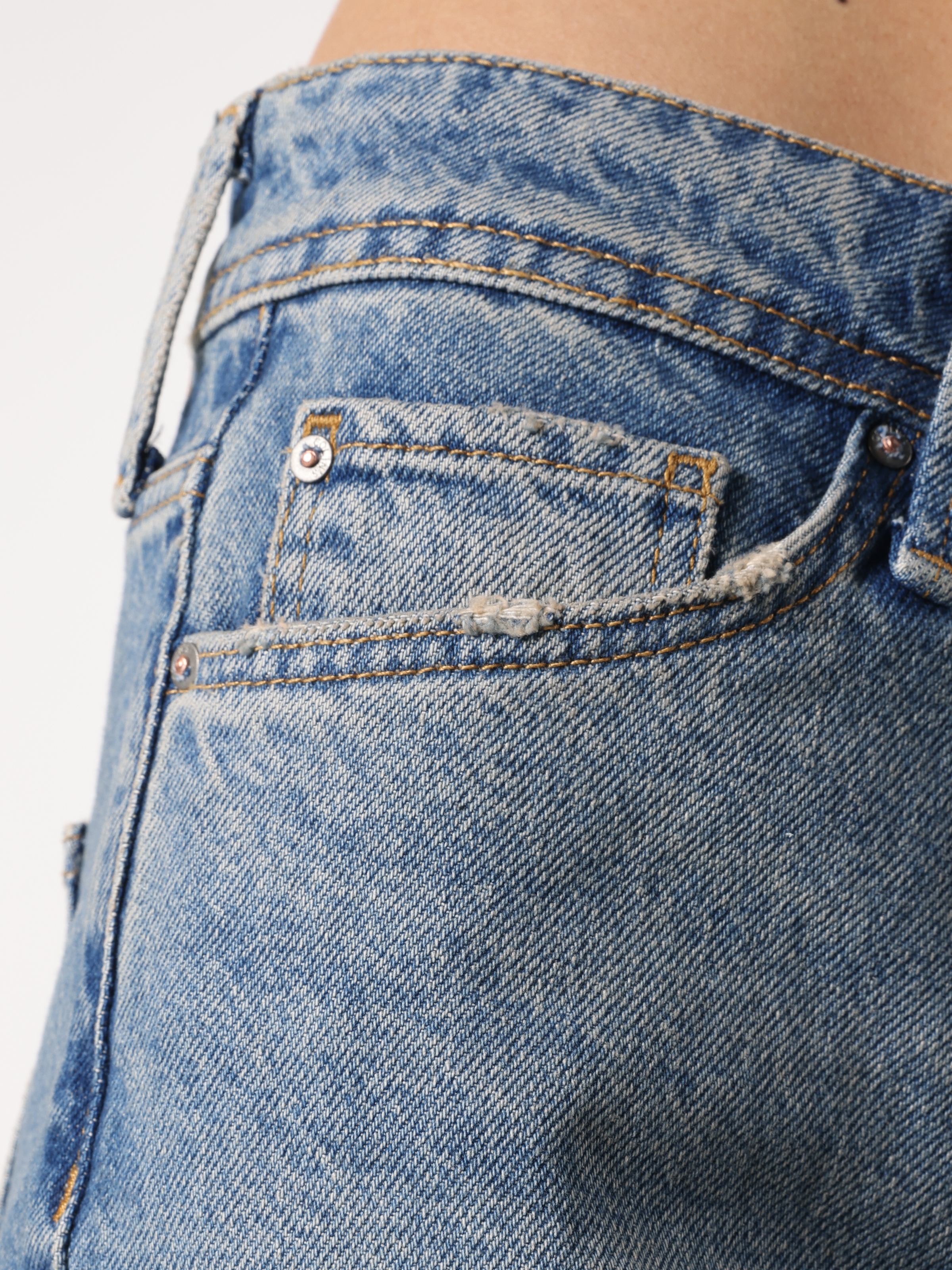 Colins 792 Mıla Regular Fit Orta Bel Düz Paça Mavi Kadın Pantolon. 6