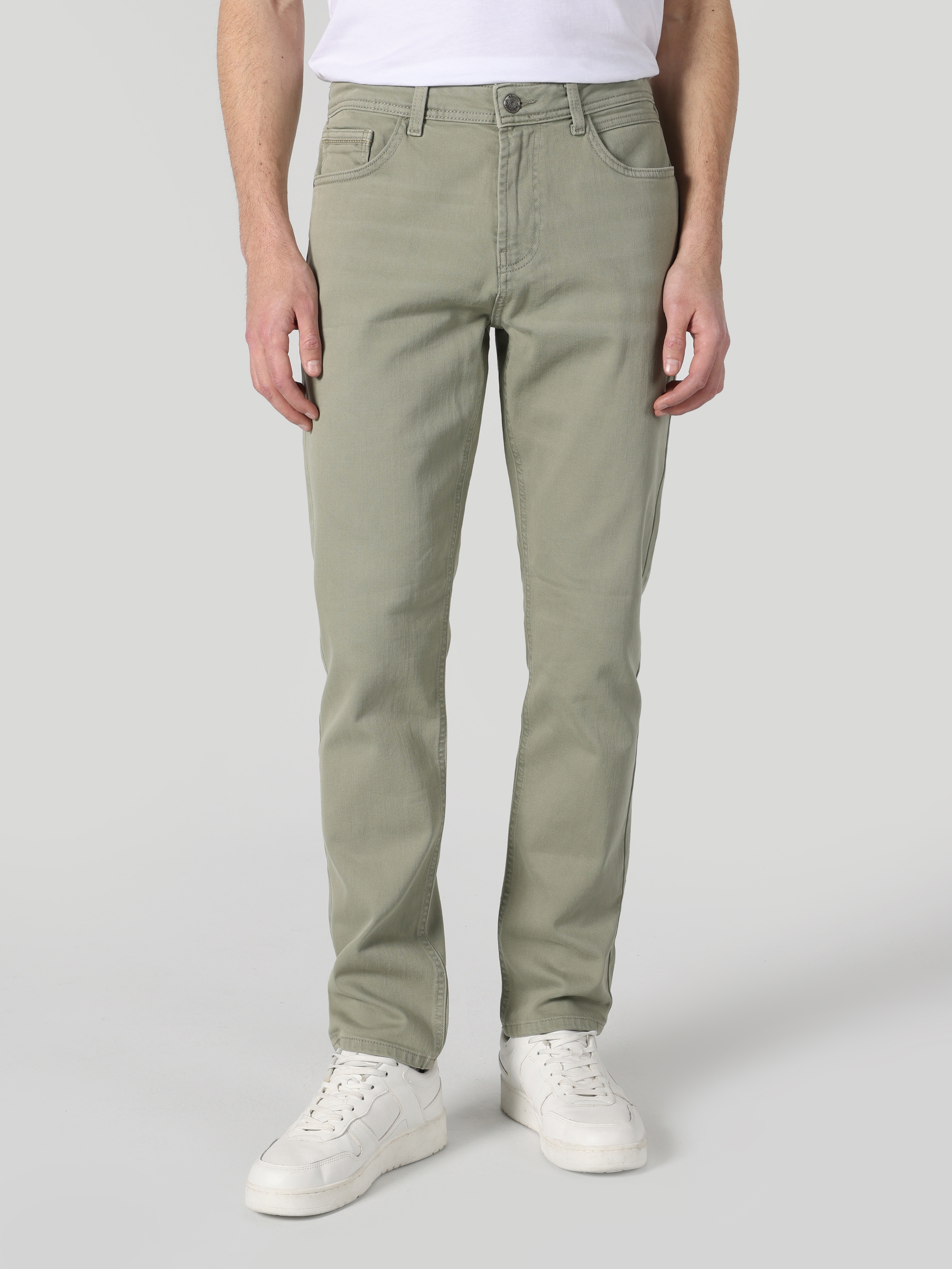 Regular Fit Orta Bel Düz Paça Yeşil Erkek Pantolon Cl1063422