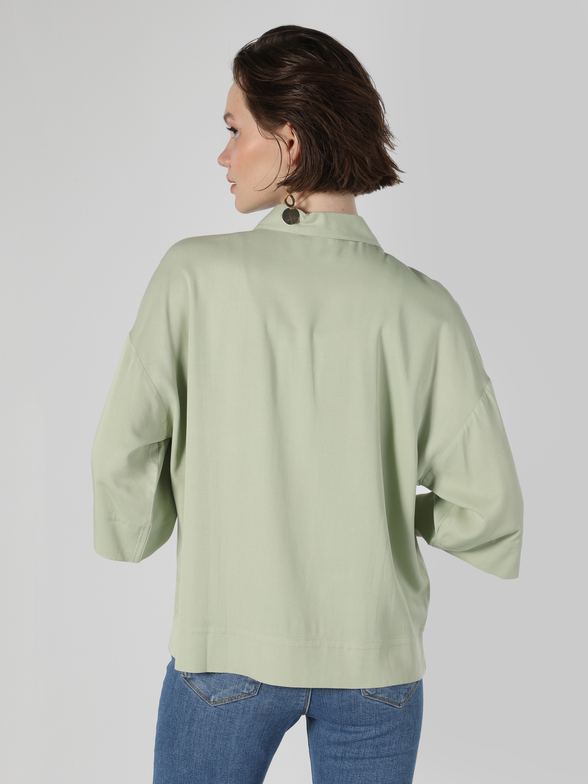 Regular Fit Yeşil Kadın Uzun Kol Gömlek Cl1060516