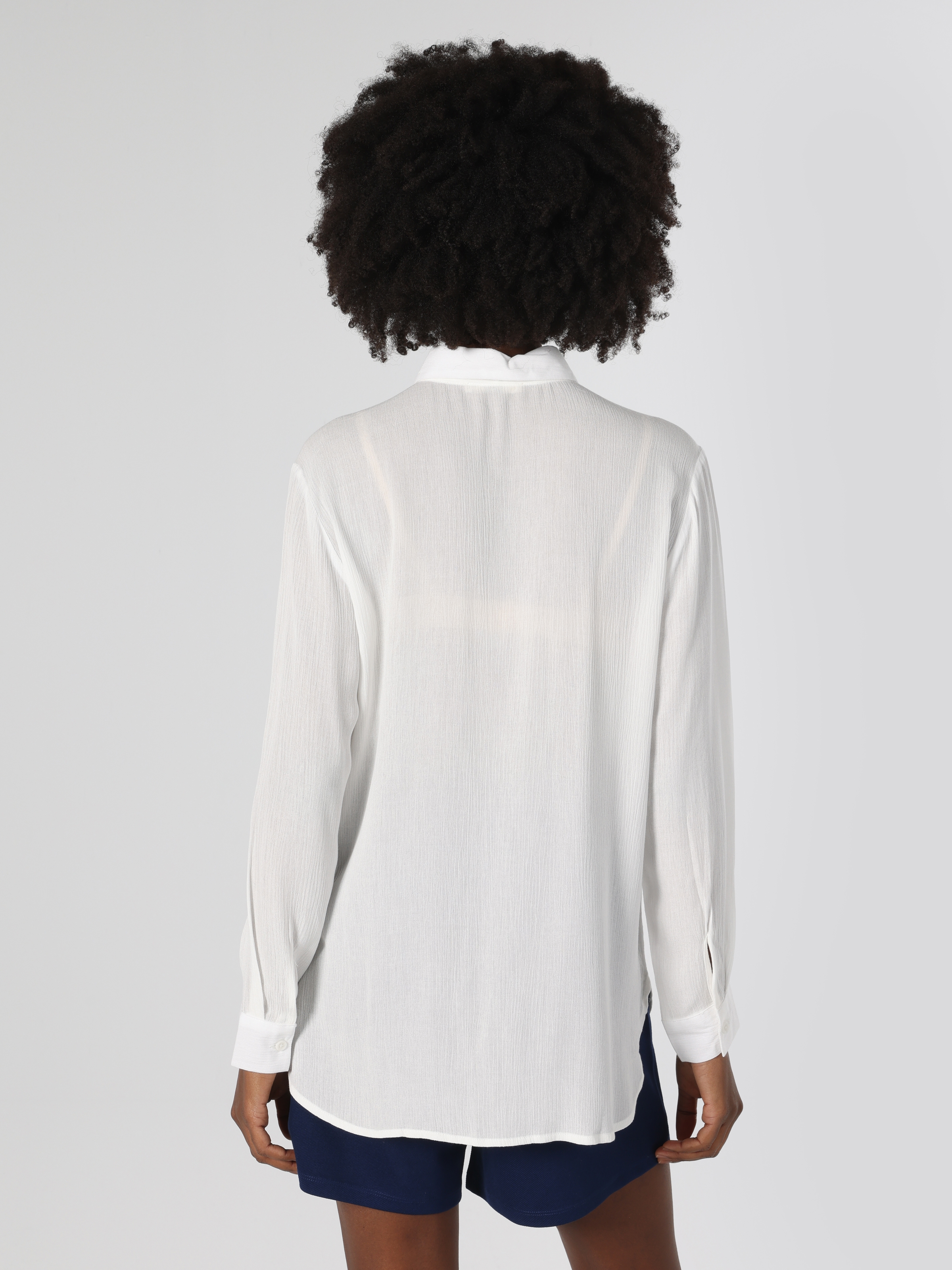 Regular Fit Beyaz Kadın Uzun Kol Gömlek Cl1063858
