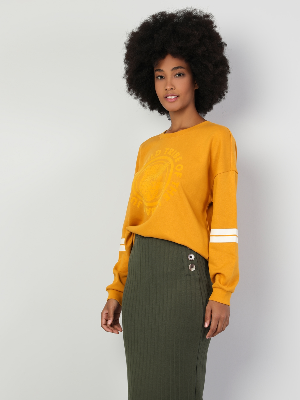 Regular Fit Kadın Sarı Sweatshirt Cl1047029