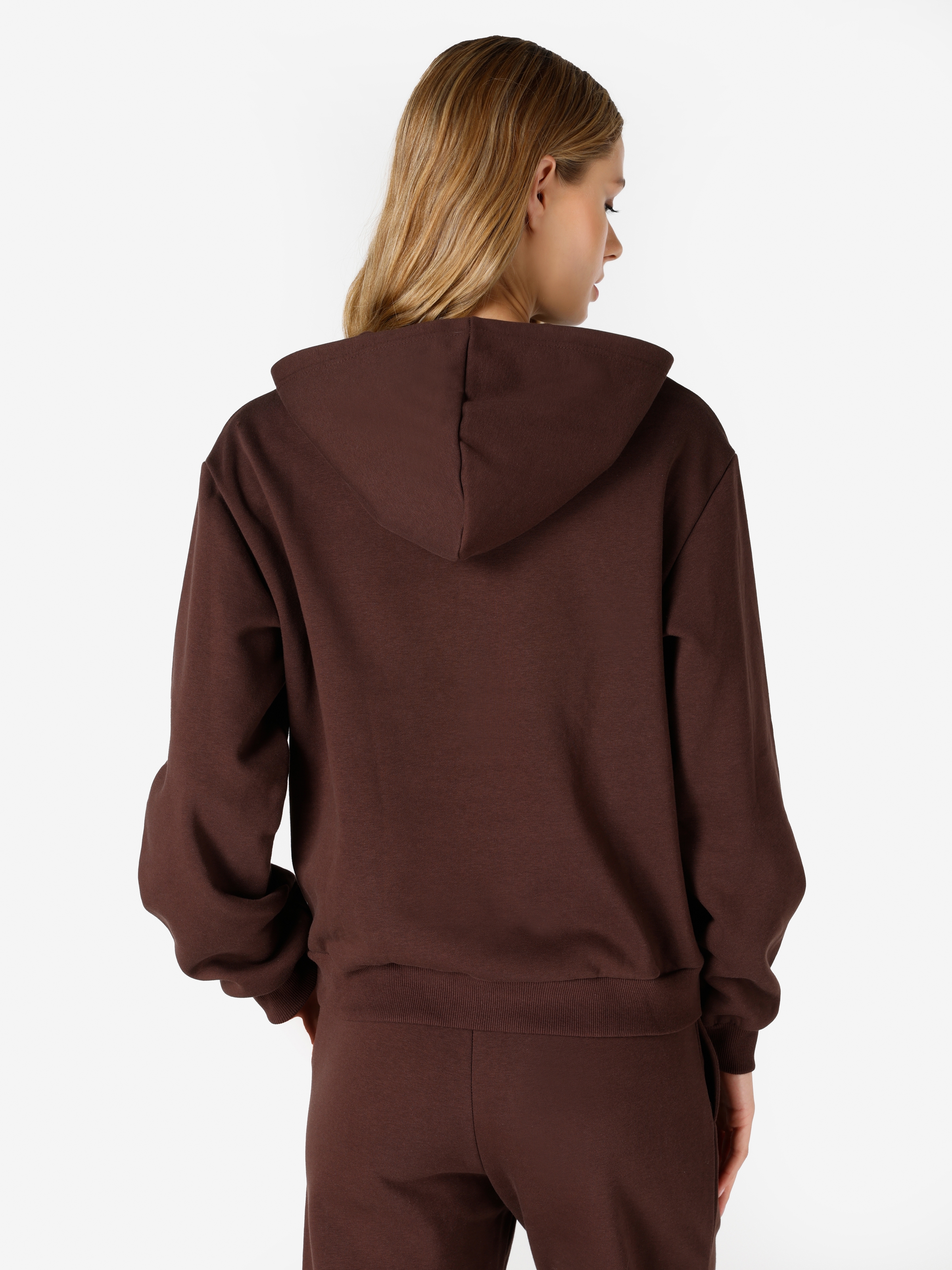 Regular Fit Kapüşonlu Kahverengi Kadın Sweatshirt Cl1065677