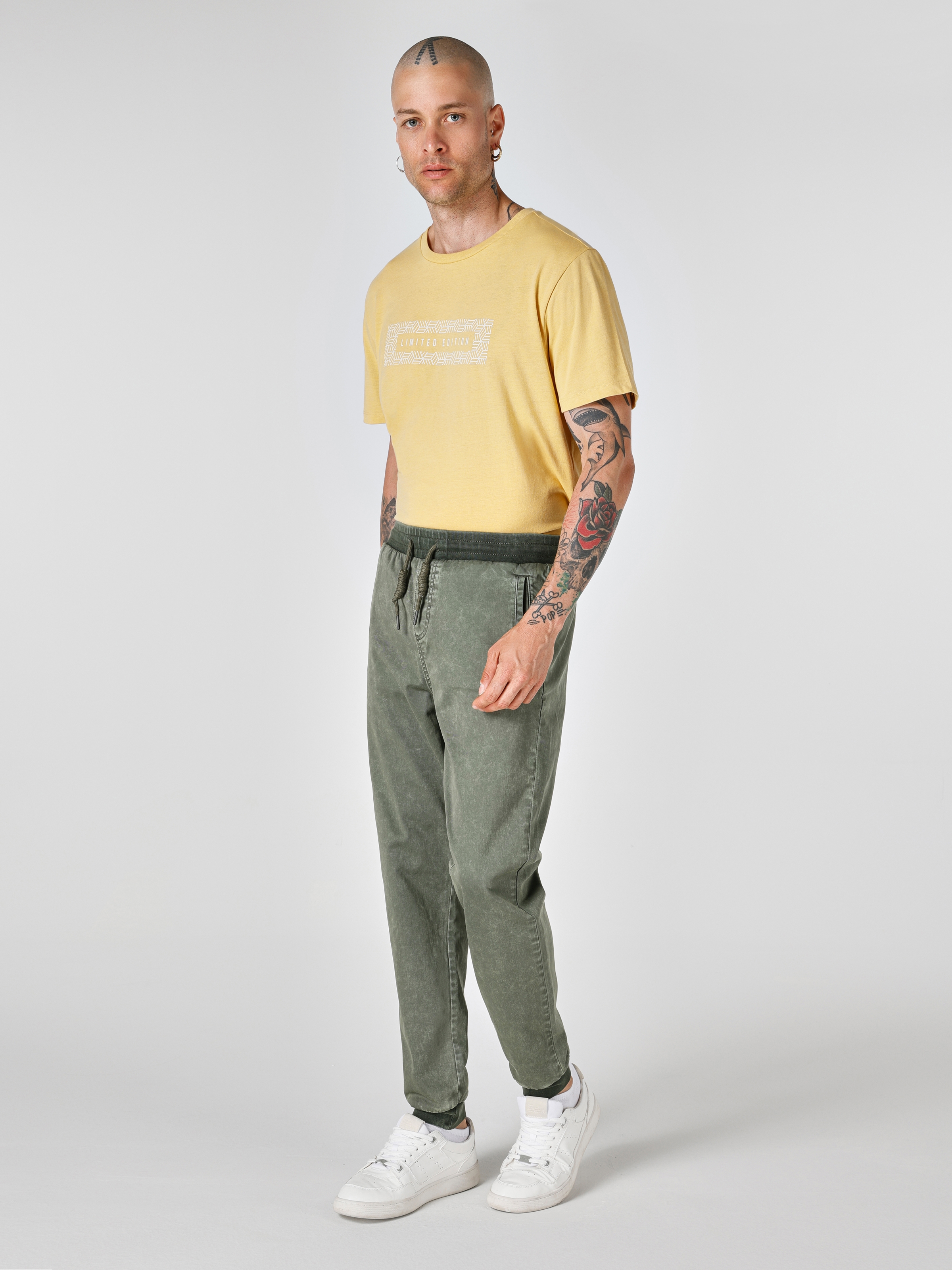 Orta Bel Dar Kesim Düz Paça Yeşil Erkek Pantolon Cl1061667